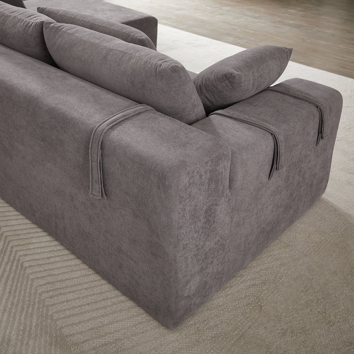 Modern Chenille Upholstered Sectional Sofa Couch Set,Modular 108" L Shaped Sectional Living Room Sofa Set With 6 Pillows