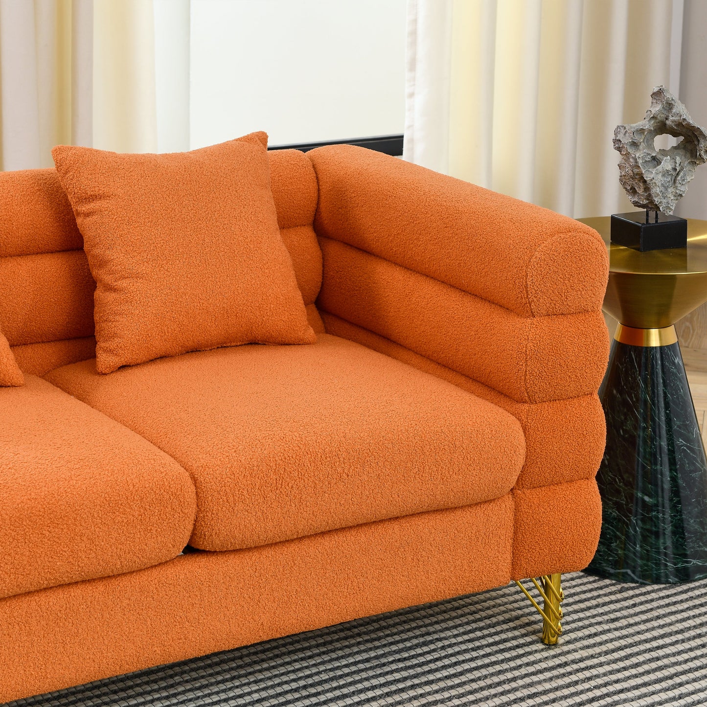 60Inch Oversized 2 Seater Sectional Sofa, Living Room Comfort Fabric Sectional Sofa-Deep Seating Sectional Sofa