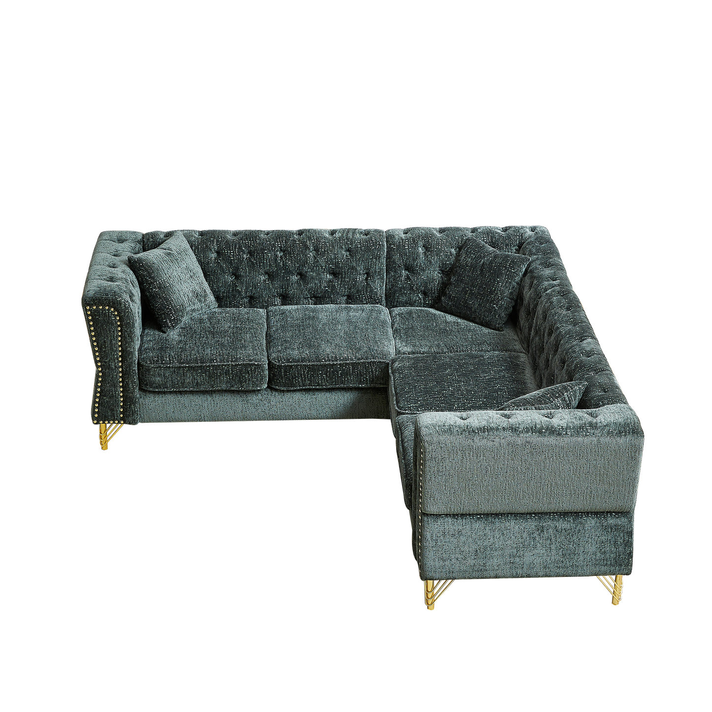 81.5-Inch Chenille Corner Sofa , L-Shaped Sectional Couch, 5-Seater Corner Sofas With 3 Cushions for Living Room, Bedroom