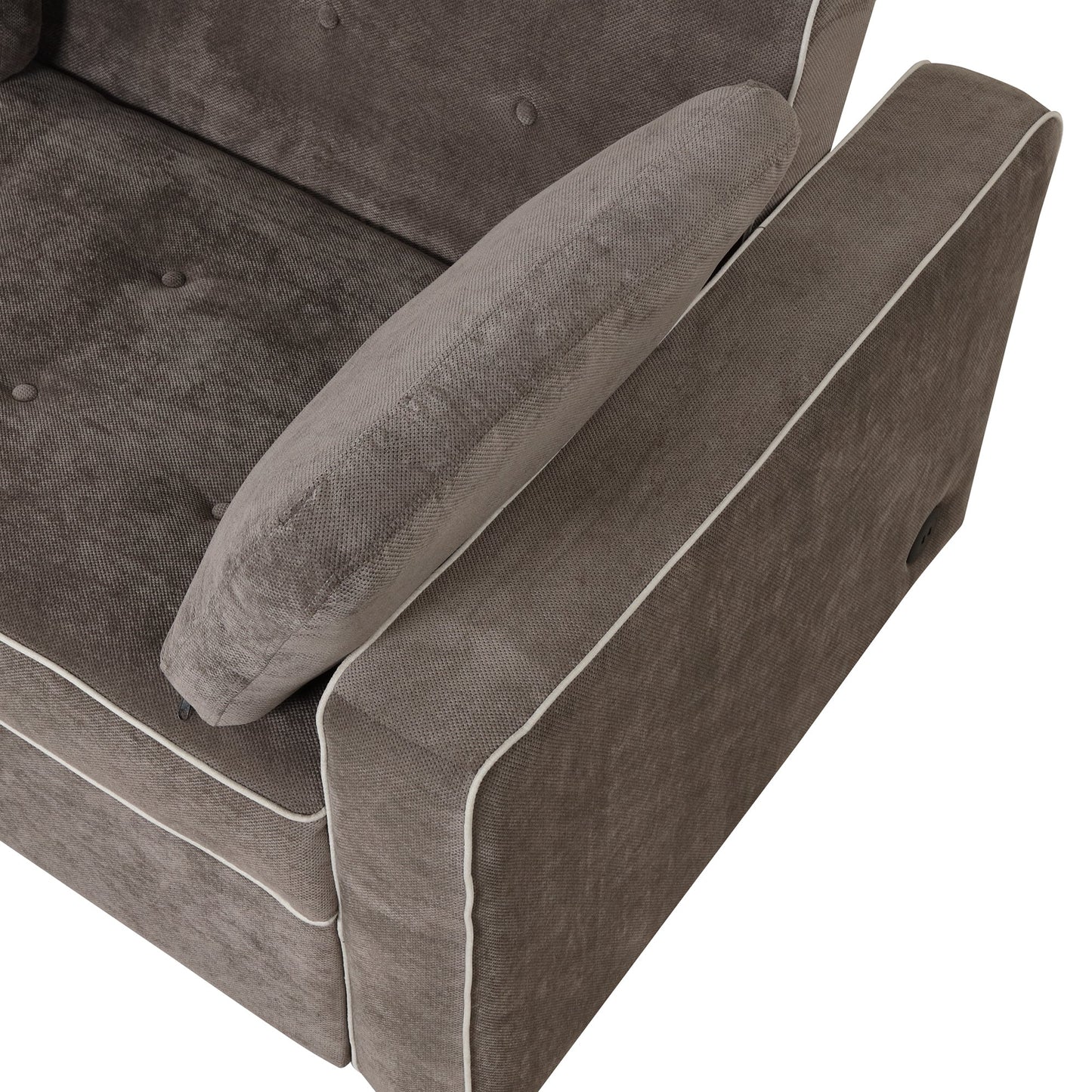 65.7" Linen Upholstered Sleeper Bed , Pull Out Sofa Bed Couch Attached Two Throw Pillows,Dual USB Charging Port