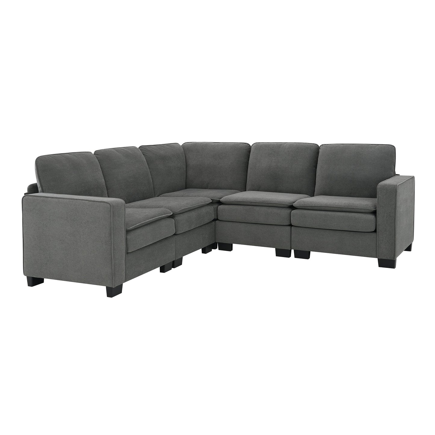 89*89" Oversized Velvet Modern Sectional Sofa,Large L Shaped Upholstered Indoor Furniture With Double Cushions,5 Seat