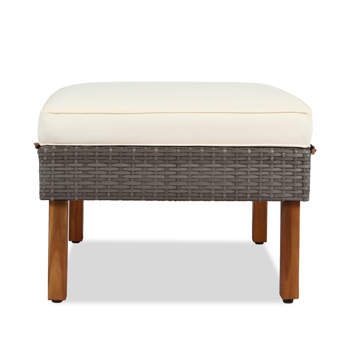 GO 9-Piece Patio Rattan Furniture Set, Outdoor Conversation Set With Acacia Wood Legs and Tabletop, PE Rattan Sectional