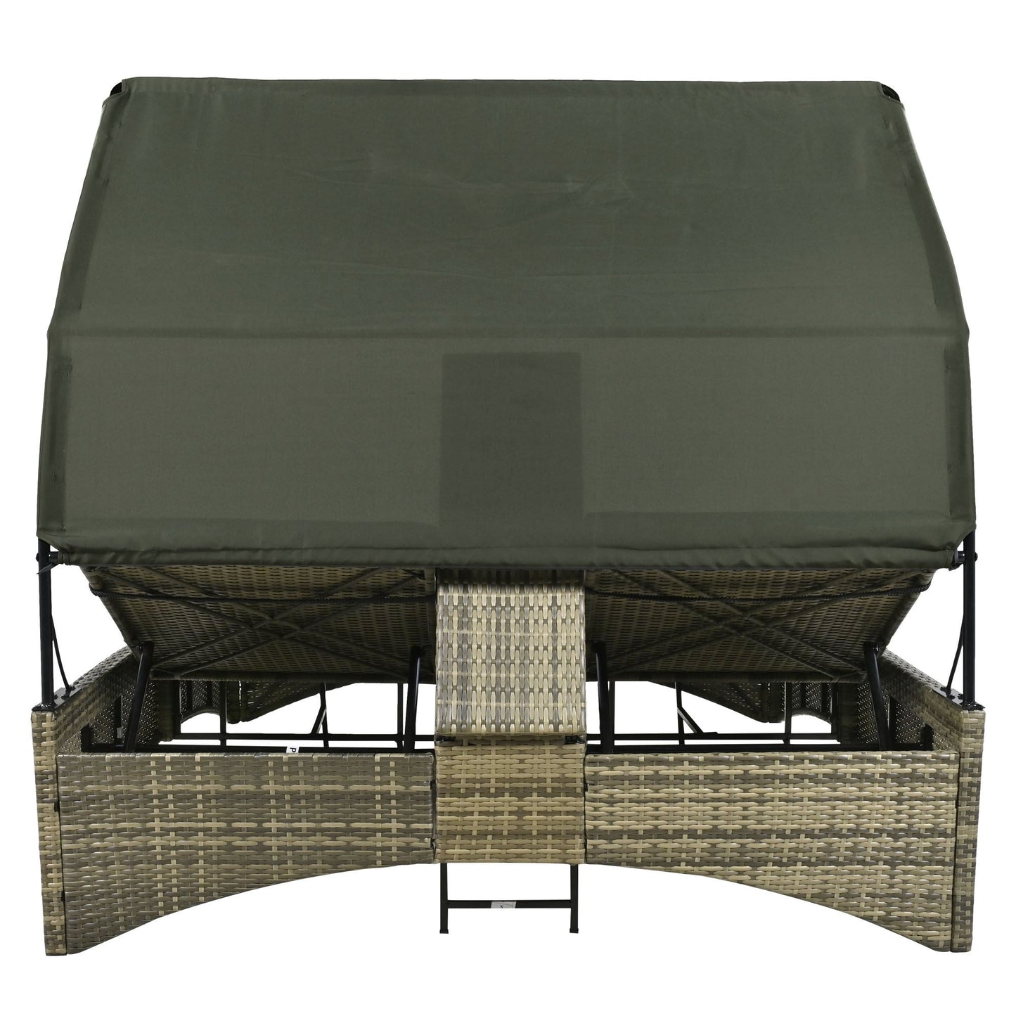 Patio Daybed Outdoor Daybed Outdoor Rattan Sun Lounger With Shelter Roof With Adjustable Backrest, Storage Box