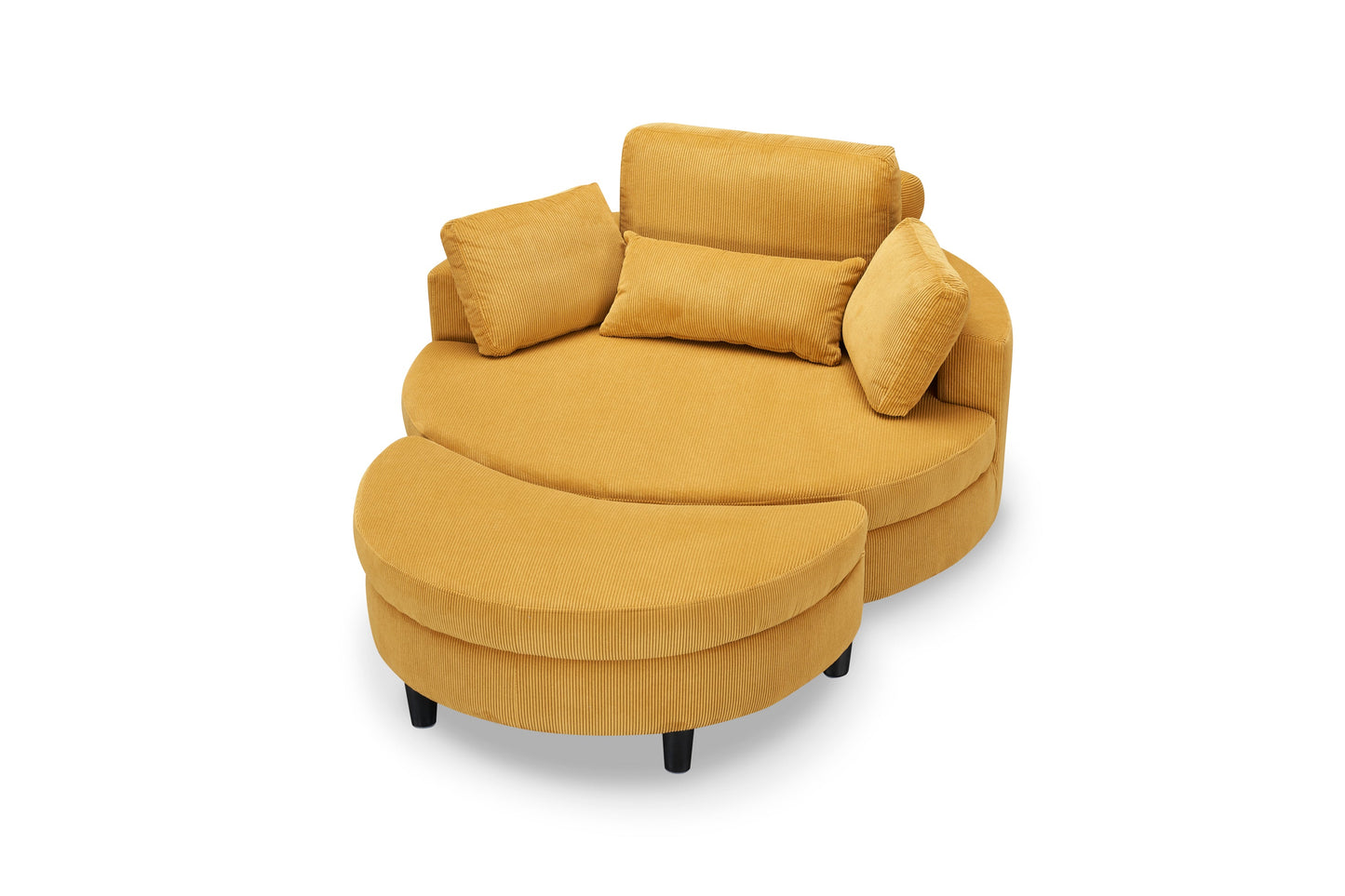 51-Inch Beige Corduroy Sofa With Two Throw Pillows and a Waist Pillow With an Extra Tray for Comfortable Seating