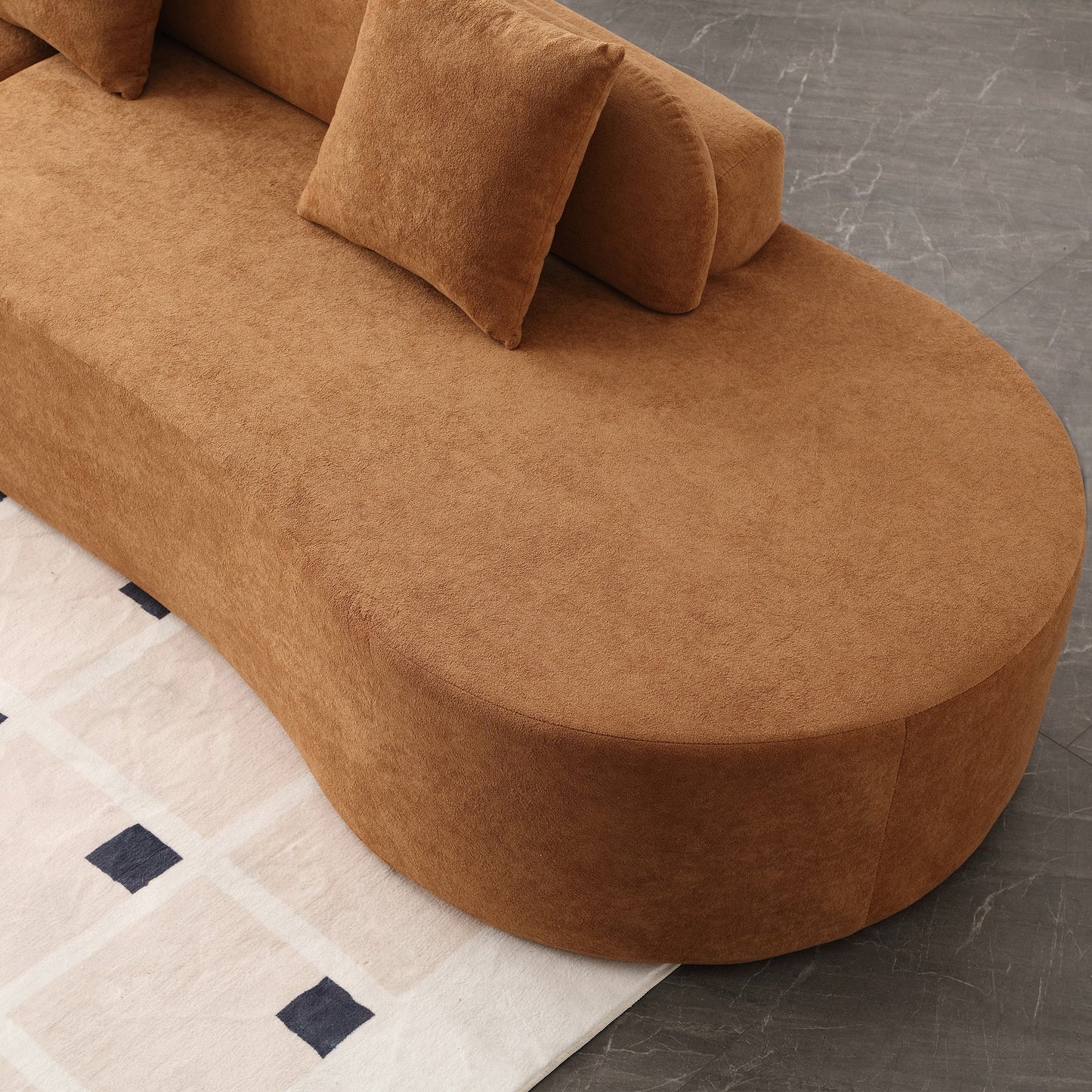 Modern Curved Combination Sofa, Terrycloth Fabric Sofa, Minimalist Sofa in Living Room, Apartment, No Assembly Required