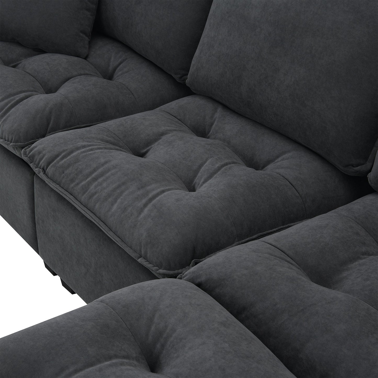 100*59" Modern Convertible Sectional Sofa,L-Shaped Reversible Couch Set With Free Pillows,4 Seat Suede Velvet Sleeper Sofa