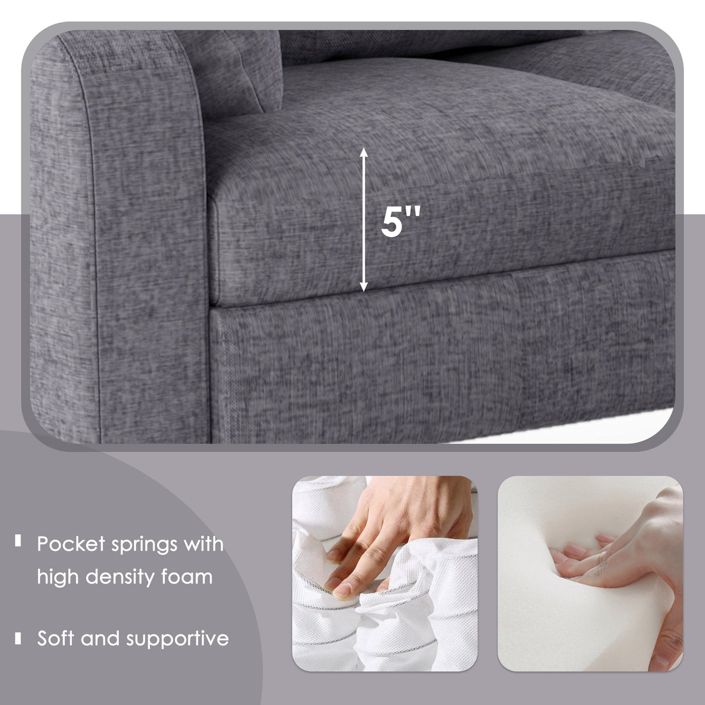 87" Modern Sectional Sofa With Coffee Table,6-Seat Couch Set With Storage Ottoman,Various Combinations,L-Shape Indoor
