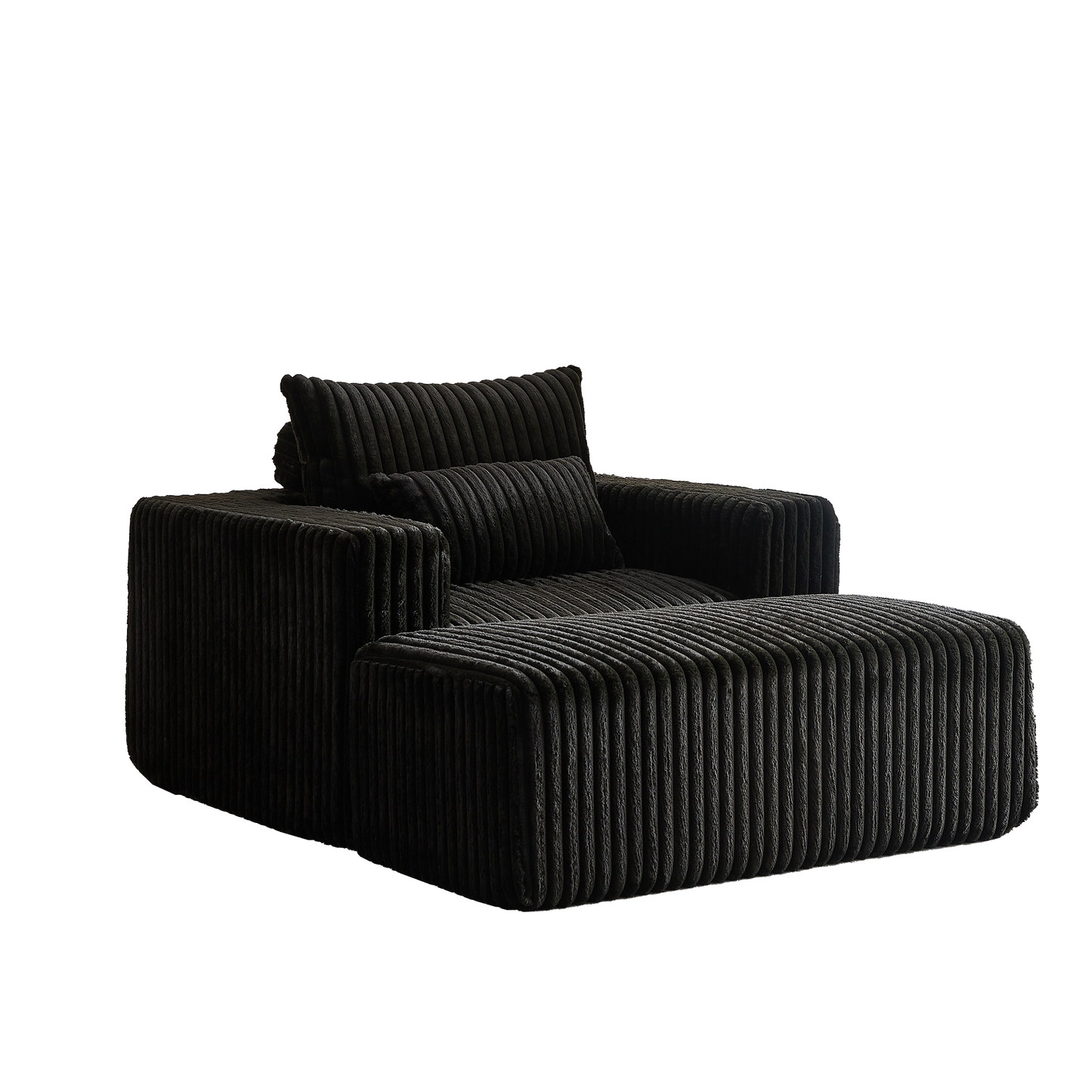 62.5-Inch Corduroy Sponge Sofa Lounge Chair With Removable Footrest,No Assembly Required,Fluffy Modern Sleeper Chair