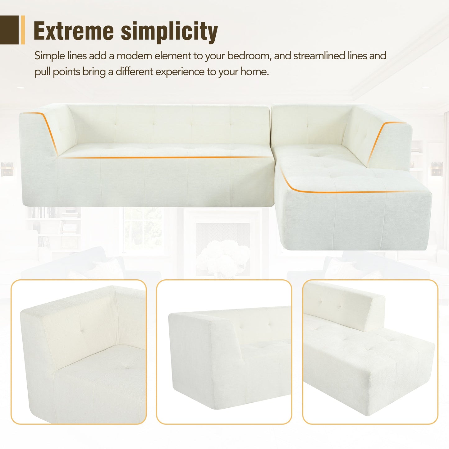 112.2*74" Modular Modular Combination Living Room Sofa Set, Modern Minimalist Sofa, Living Room Upholstered Sofa Bed