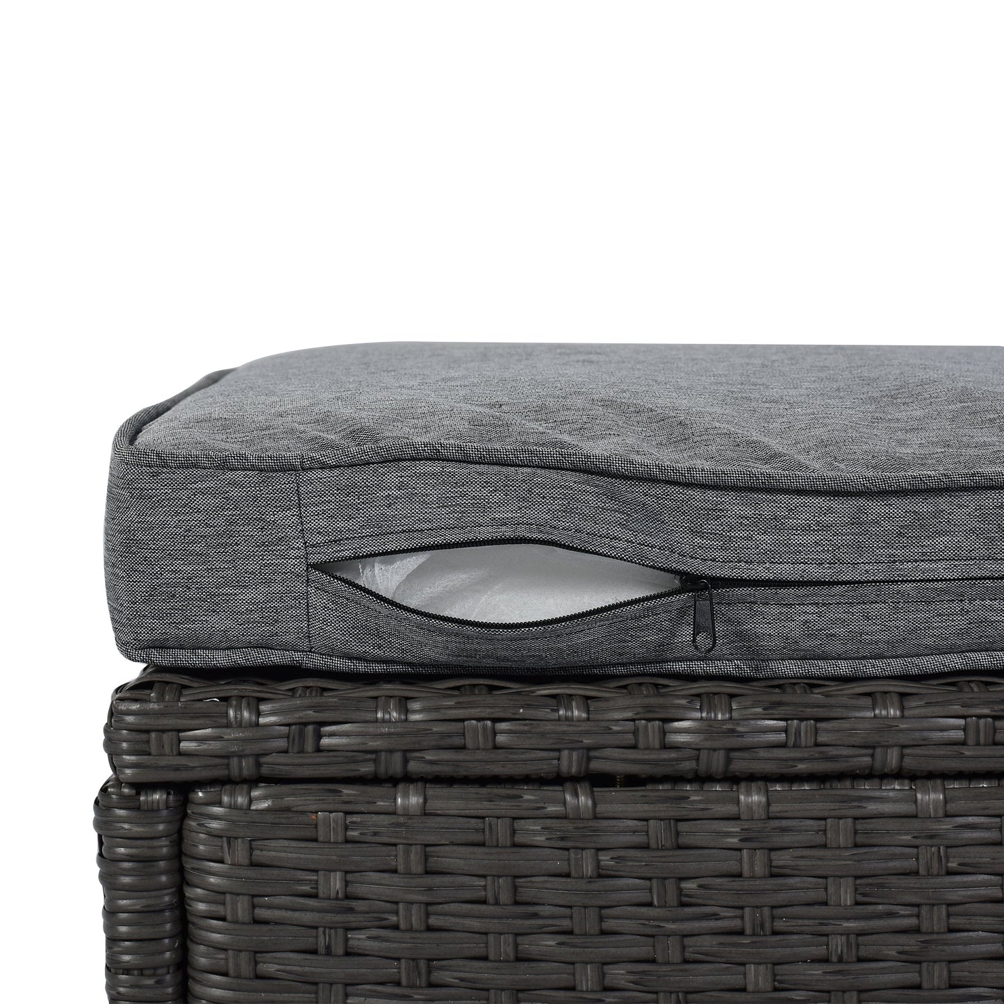 Outdoor Patio Rectangle Daybed With Retractable Canopy, Wicker Furniture Sectional Seating With Washable Cushions