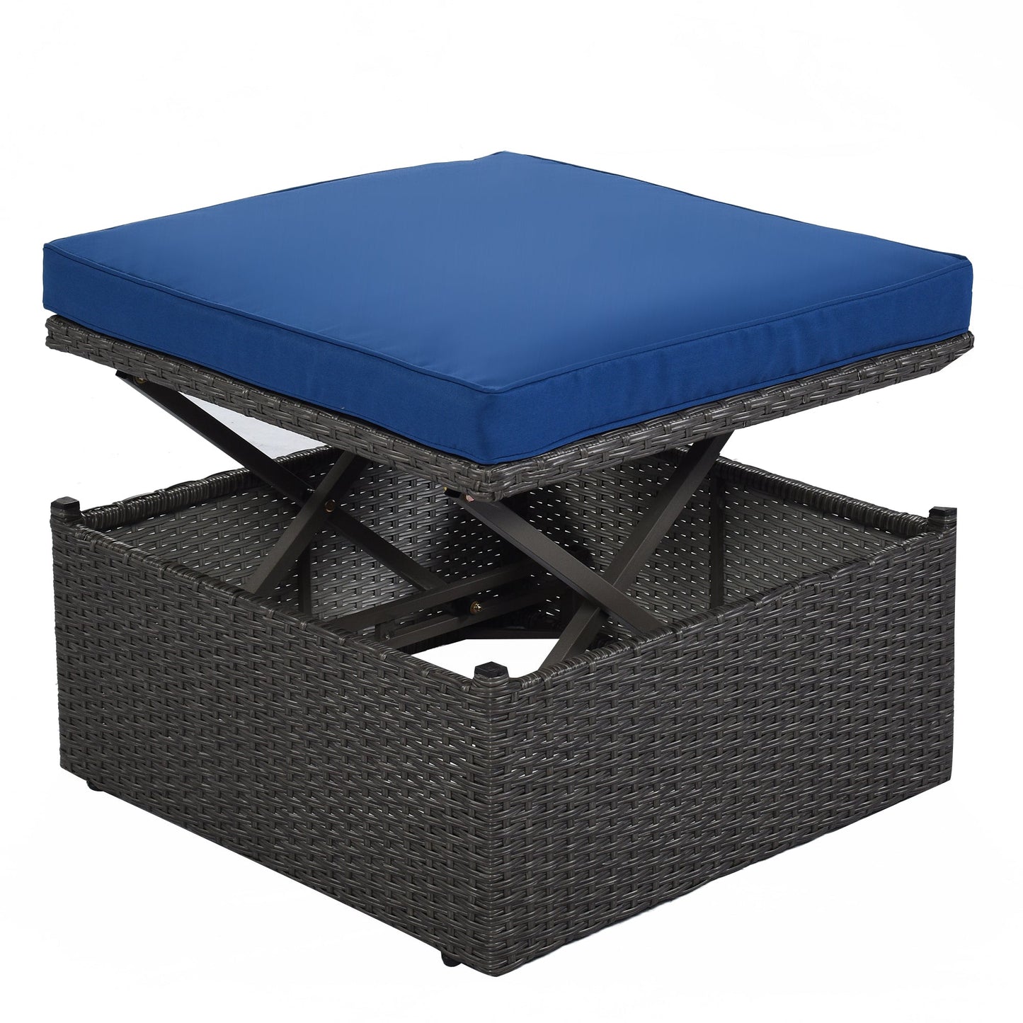 Outdoor Patio Rectangle Daybed With Retractable Canopy, Wicker Furniture Sectional Seating With Washable Cushions
