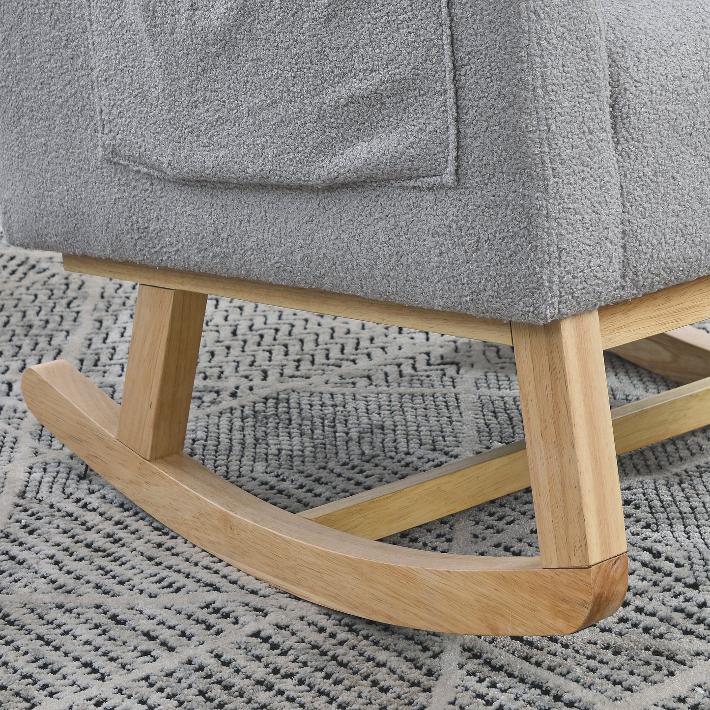 27.5 "W Modern Accent High Back Living Room Casual Armchair Rocker With One Lumbar Pillow, Two Side Pockets