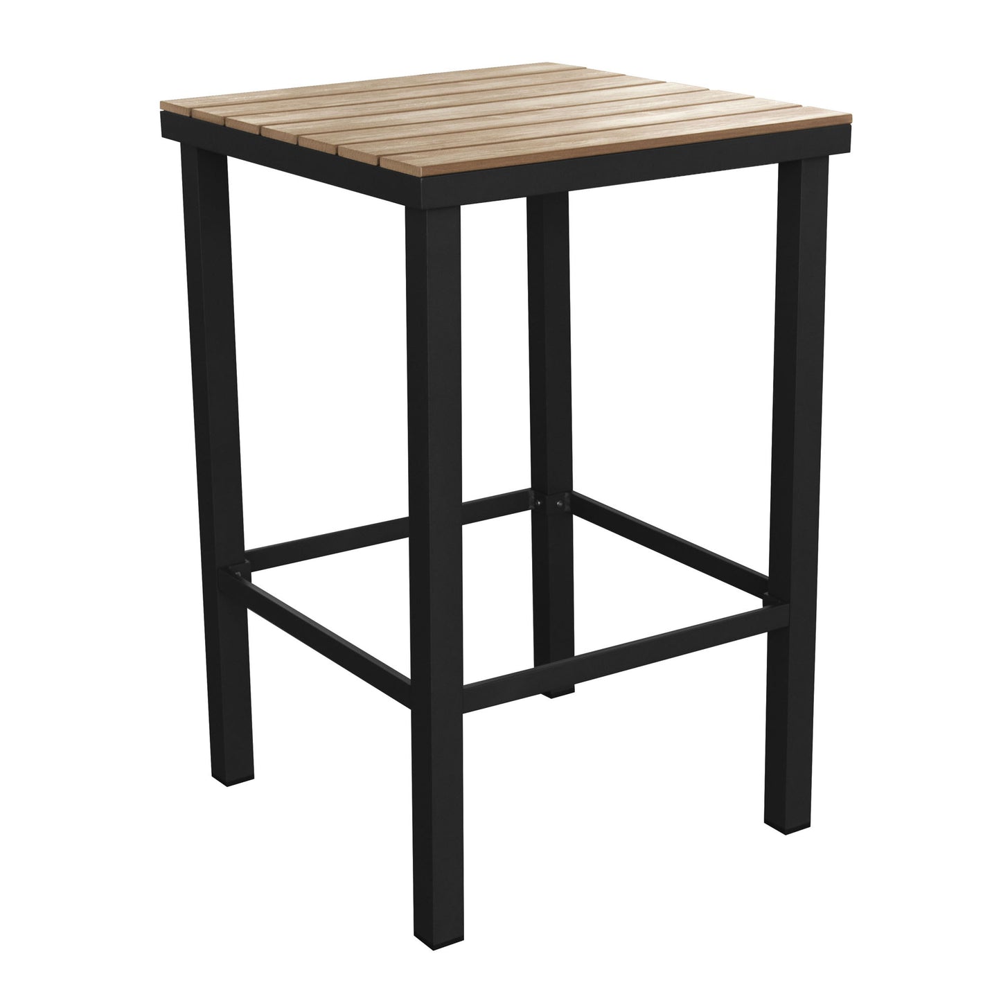 HIGOLD Carlo 5 Pieces Imitated Wood Outdoor Aluminum Pub Set for 4 Person, Charcoal Black
