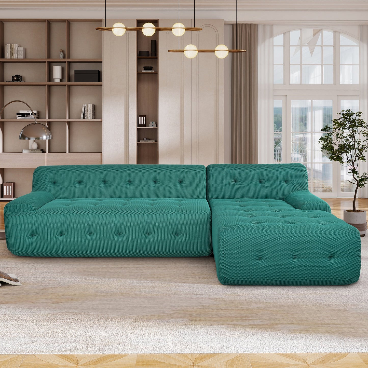 Modern Large L-Shaped Modular Sofa, Minimalist Style, 2-Piece Set With Free Combinations, Suitable for Living Rooms