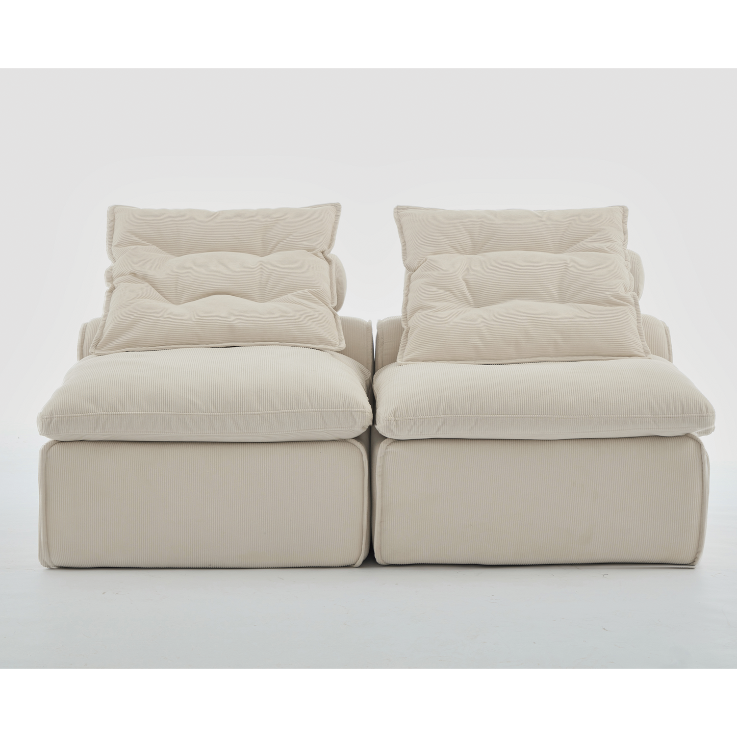 Modular Sofa,No Armrests,At Will DIY,Soft Corduroy Fabric,Neck Pillow-Back Lounge Sofa Chair,Reading Nook, or Apartment