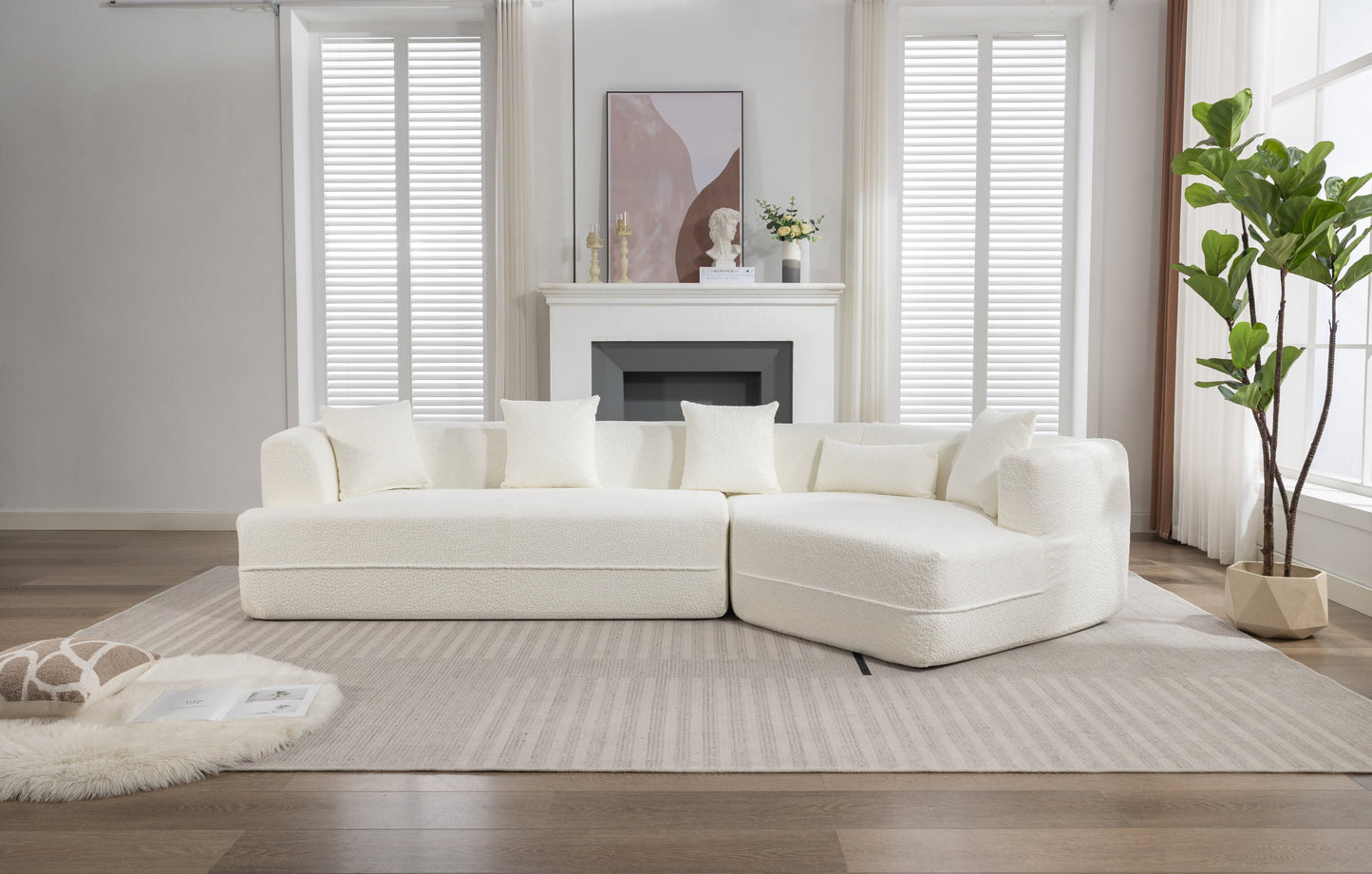 Modular Sofa , Modern Minimalist Style Sofa, Upholstered , Free Combination, Round Fiber Fabric, Anti-Wrinkle Fabric