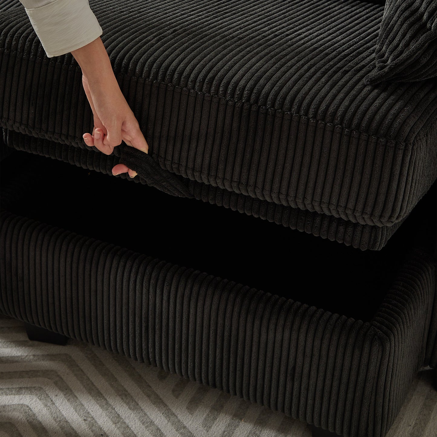 113.5'' Modular Sectiona Corduroy Sofa, Sectional Couches for Living Room U Shaped Sectional Couch With Storage Ottoman