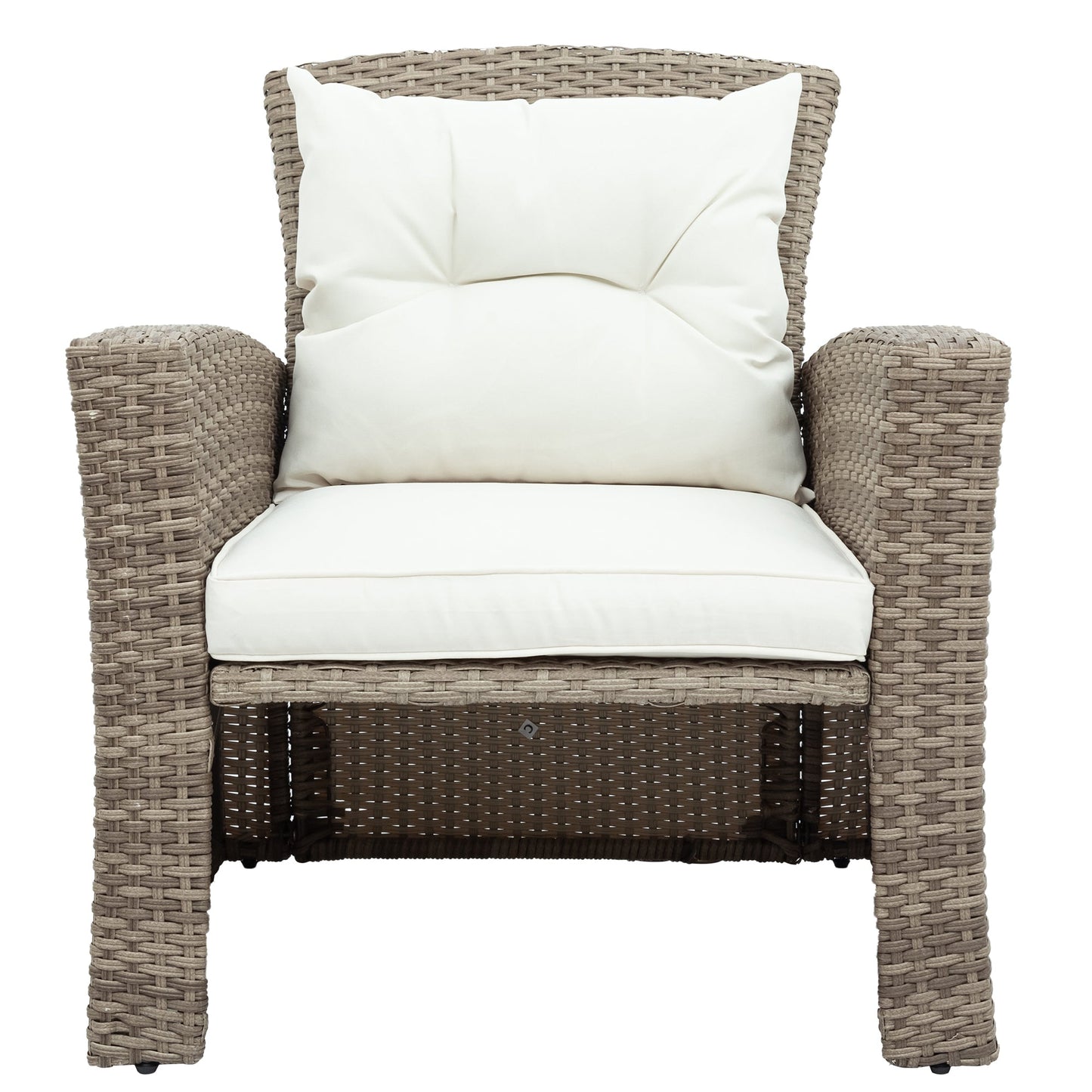 Patio Furniture Set, 4 Piece Outdoor Conversation Set All Weather Wicker Sectional Sofa With Ottoman and Cushions