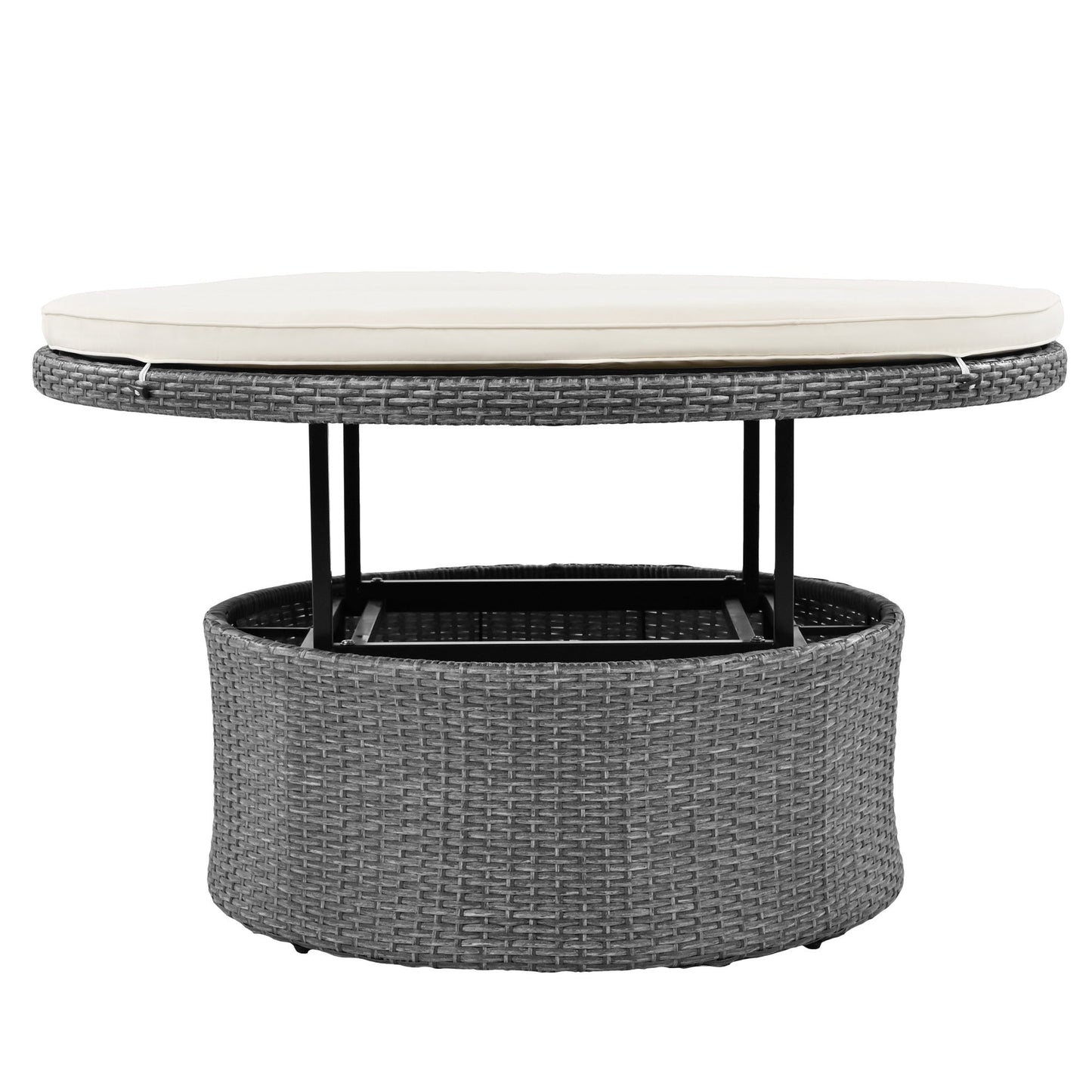 Patio 5-Piece Round Rattan Sectional Sofa Set All-Weather
