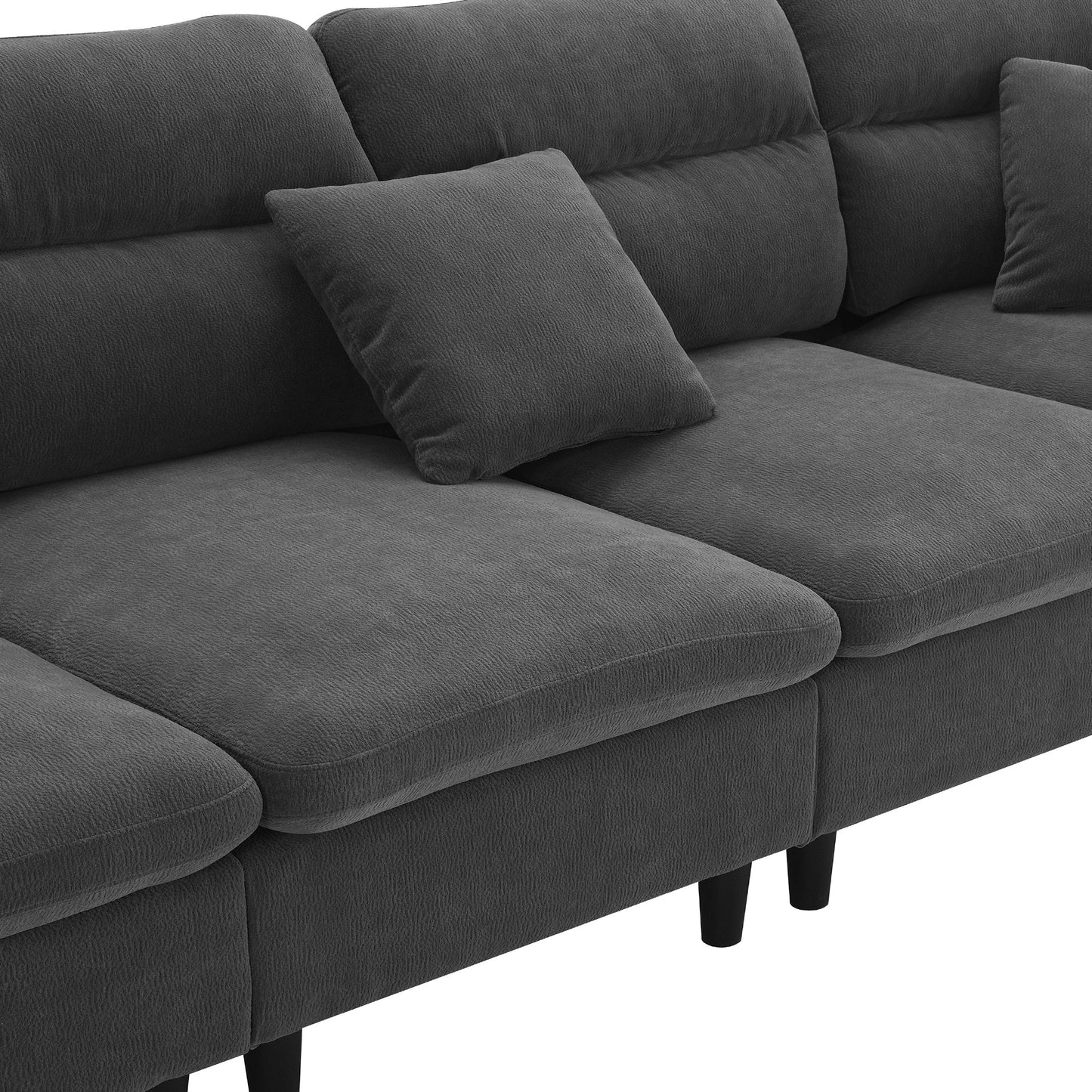 110*62" Modern Convertible Sectional Sofa,L-Shaped Reversible Couch Set With Free Pillows,5 Seat Cloud Chenille Indoor