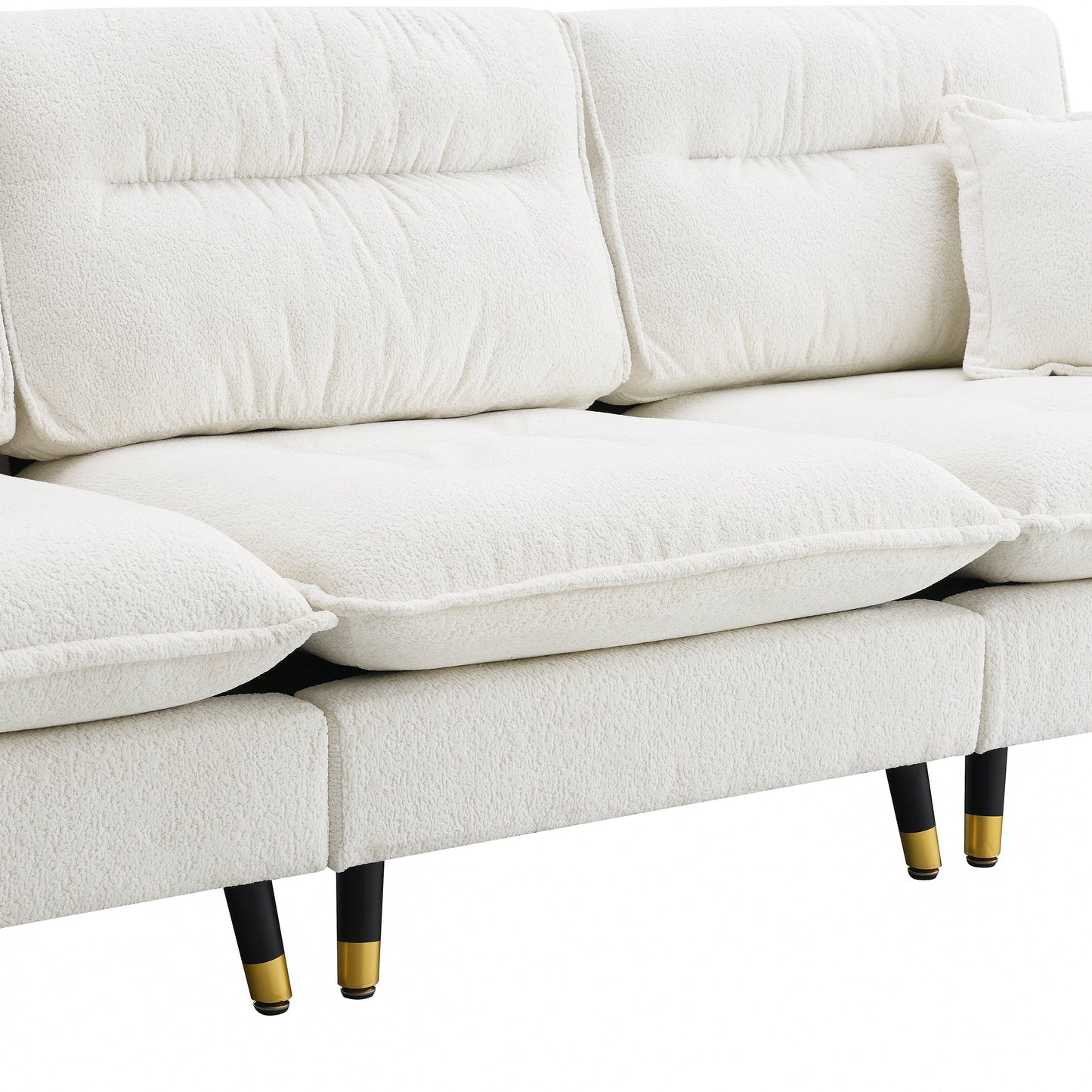 106*66.5" L Shaped Convertible Sectional Sofa,4 Seat Tufted Couch Set With Two-Tone Adjust Legs,Cloud Chenille Fabric
