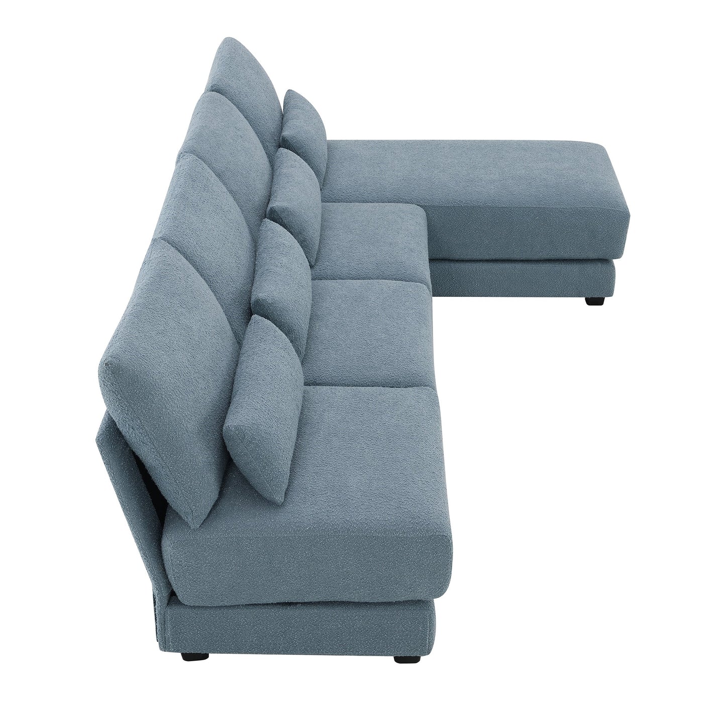 120*61" Oversized Deep Seat Sectional Sofa With Reversible Chaise,Loop Yarn Fabric 5-Seat Armless Indoor Furniture