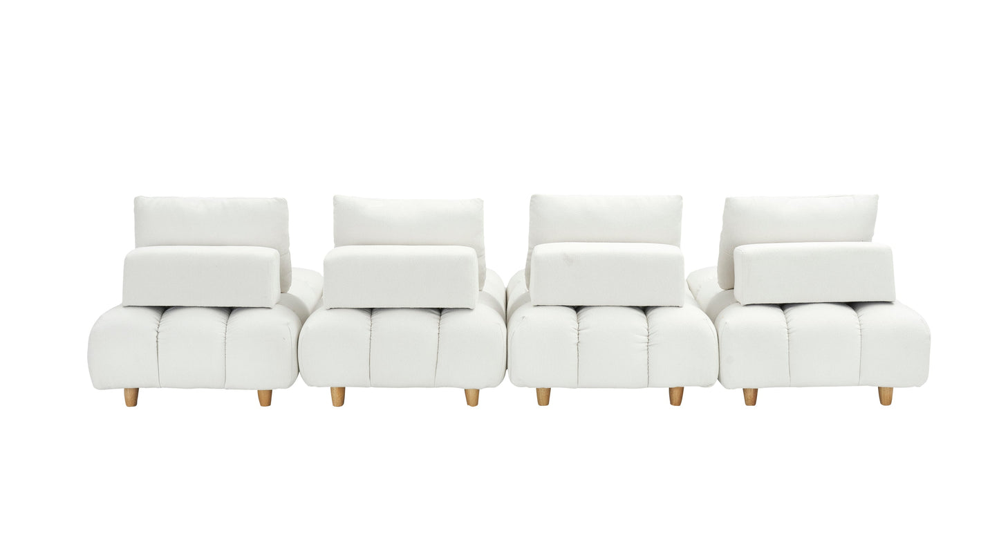 120 Inches Long, Teddy Sofa Fabric, With Spacious and Comfortable Seats, for Apartment Office Living Room -Beige