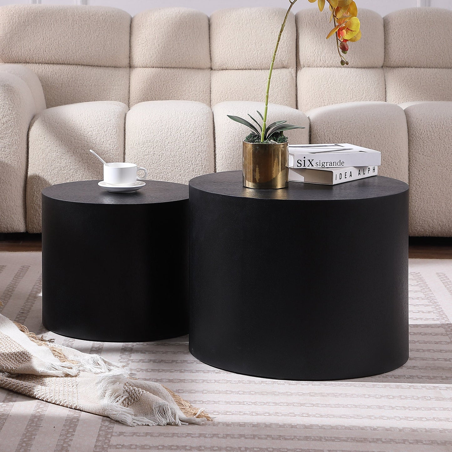 MDF With Ash/Oak/Walnut Veneer Side Table/Coffee Table/End Table/Nesting Table Set of 2 for Living Room,office,bedroom