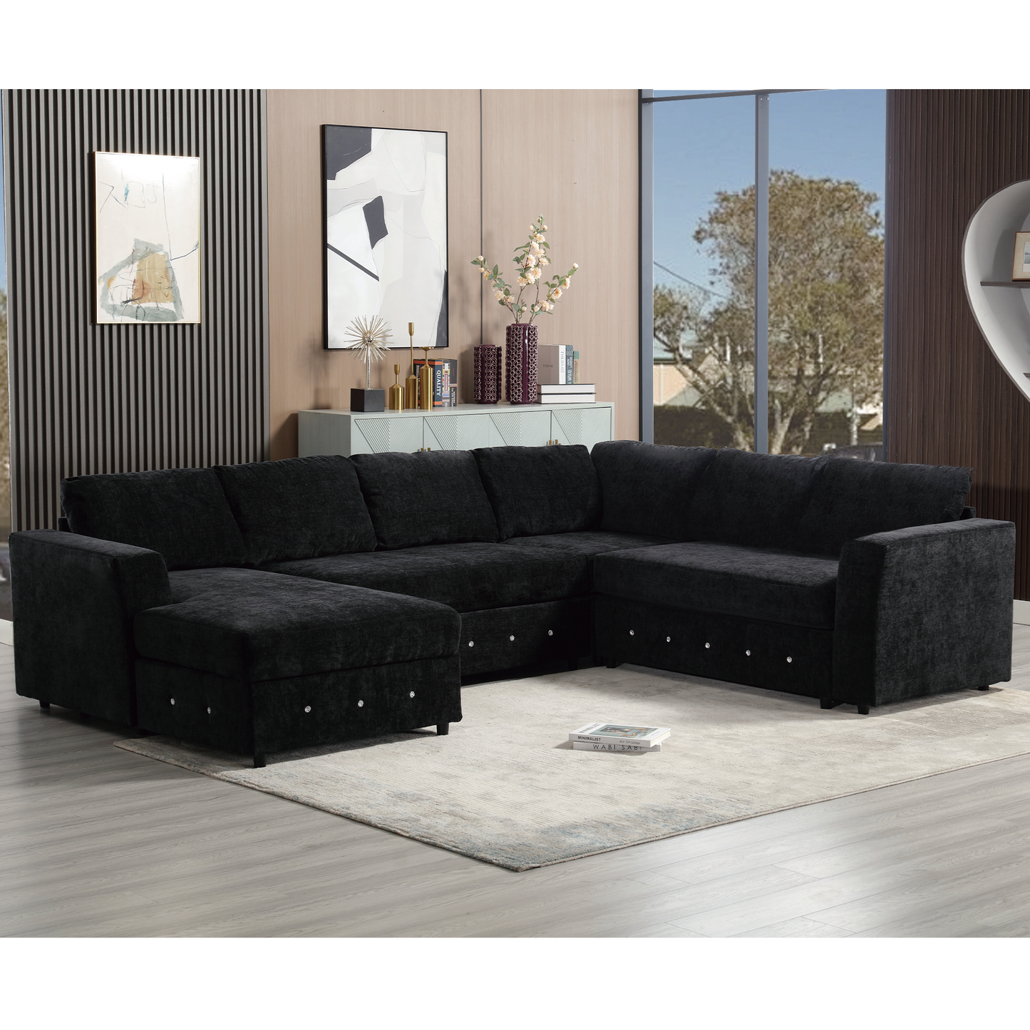 110.75" Sectional Sofa,Oversized Modular Sofa,Chaise Storage, Modern U Shaped Couch , Upholstered Sofas,Chenille