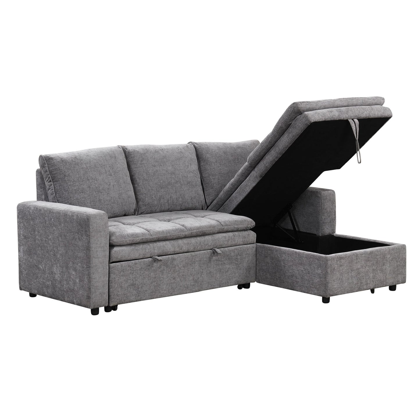 Soft Upholstered Sectional Sofa Bed With Storage Space, Suitable for Living Rooms and Apartments