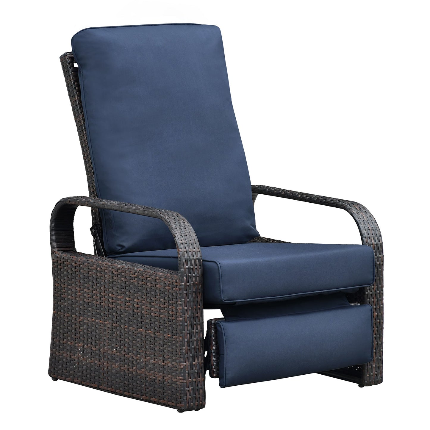 Outdoor Recliner Chair; Automatic Adjustable Wicker Lounge Recliner Chair With 5.12'' Thicken Cushion