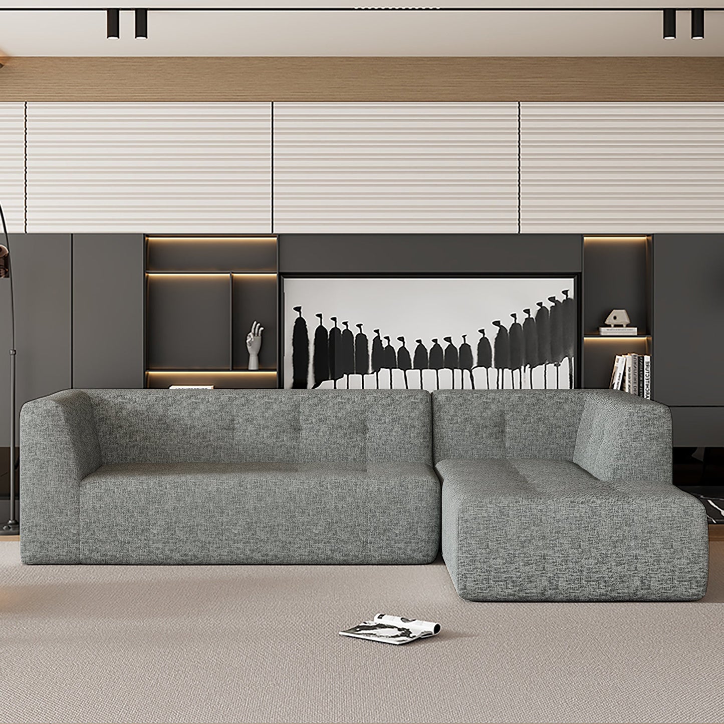 112.2*74" Modular Modular Combination Living Room Sofa Set, Modern Minimalist Sofa, Living Room Upholstered Sofa Bed