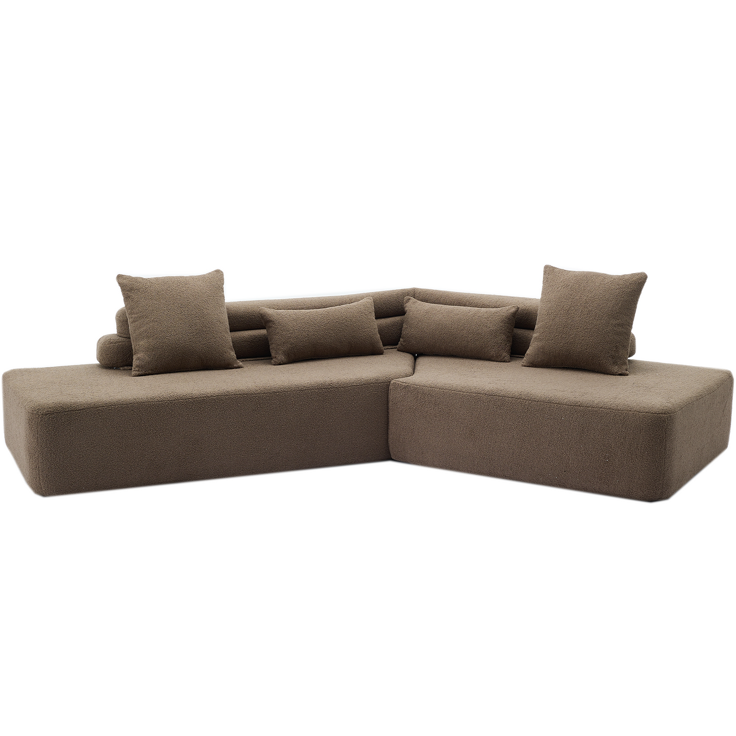 128"Minimalist Cloud Sectional Couch ,Modern Couches ,4-Seater ,No Assembly,Two Modular Sofa,Boucle Teddy Fabric, Upholstered