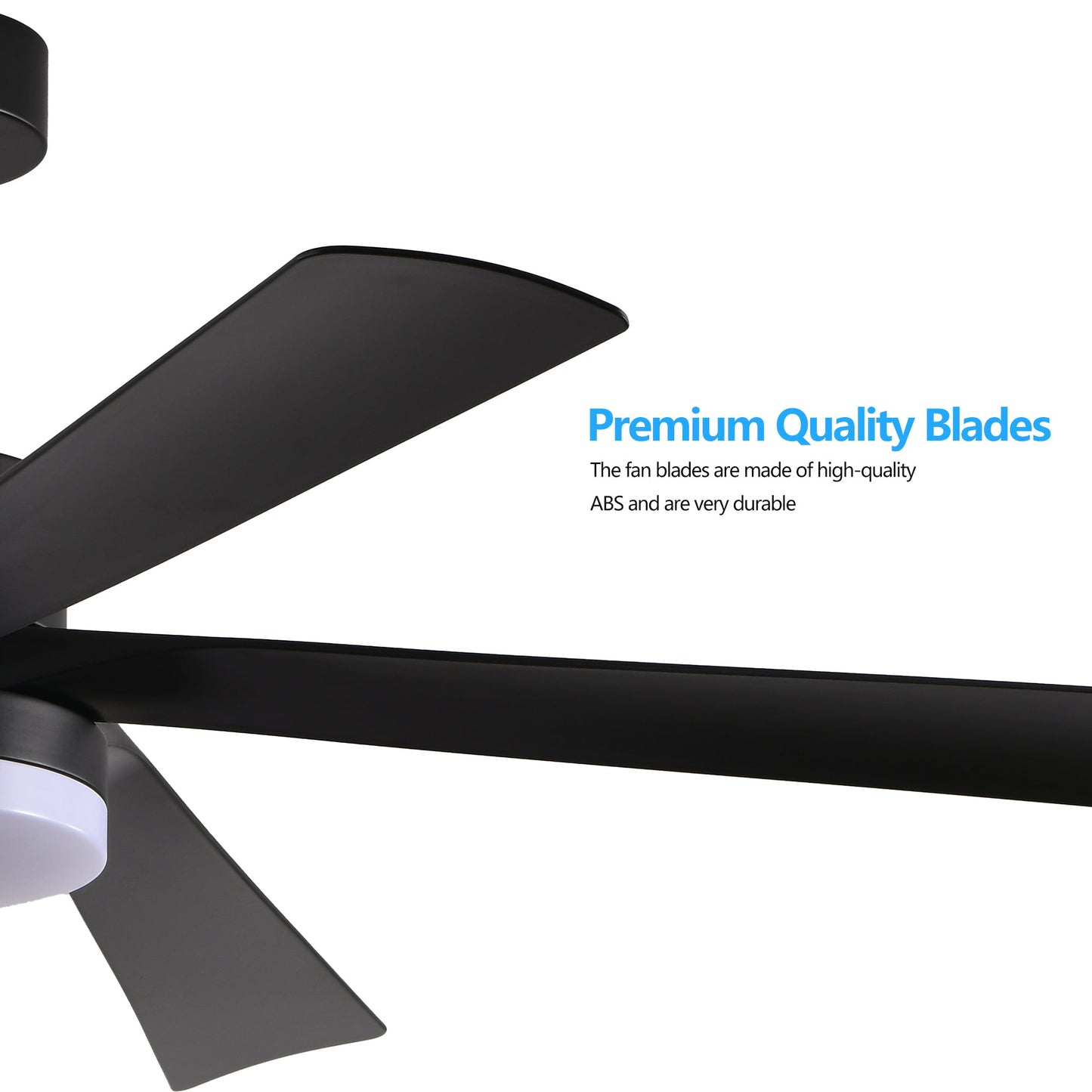 65 Inch Black Ceiling Fan With Light, 5-Blade Dimmable LED Ceiling Fan With Remote Control, Modern Quiet Design