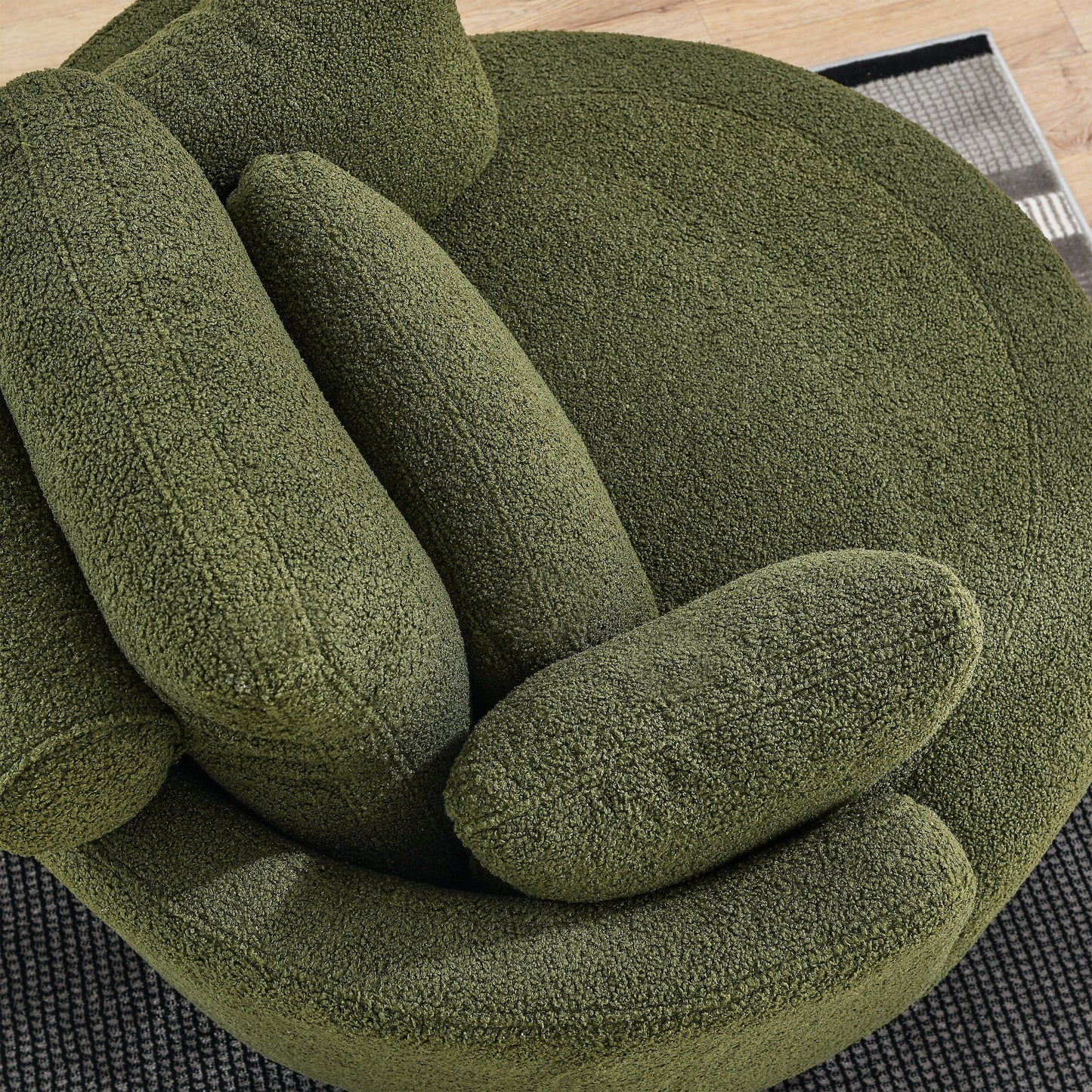 39"W Oversized Swivel Chair With Moon Storage Ottoman for Living Room, Modern Accent Round Loveseat Circle