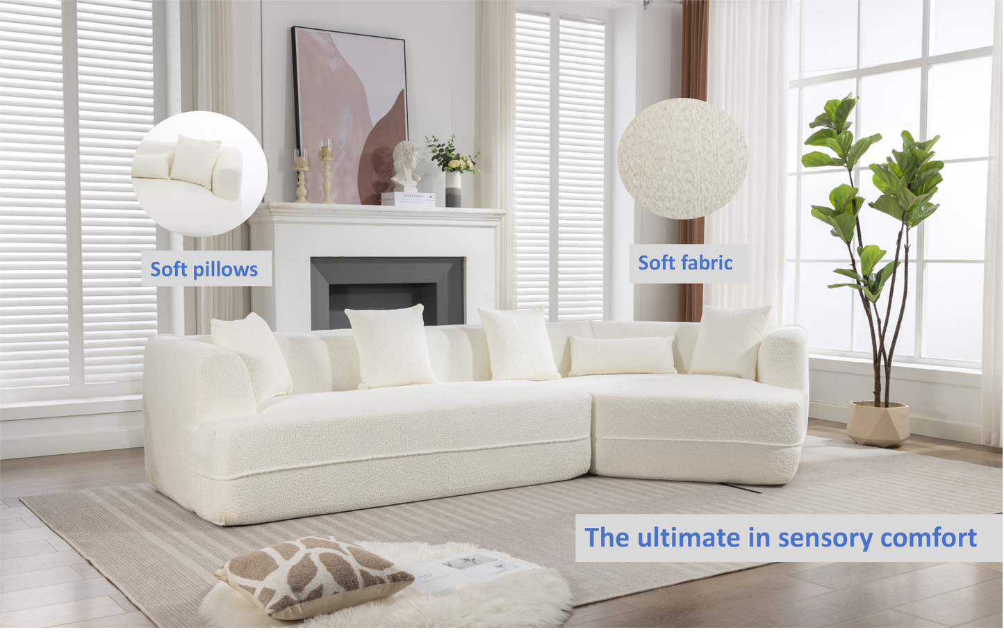 Modular Sofa , Modern Minimalist Style Sofa, Upholstered , Free Combination, Round Fiber Fabric, Anti-Wrinkle Fabric