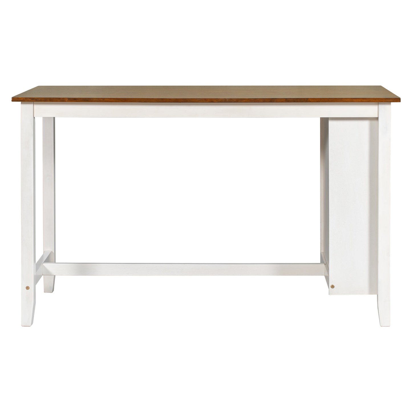 5 Pieces Counter Height Rustic Farmhouse Dining Room Wooden Bar Table Set With 2 Stools and 2 Chairs, White