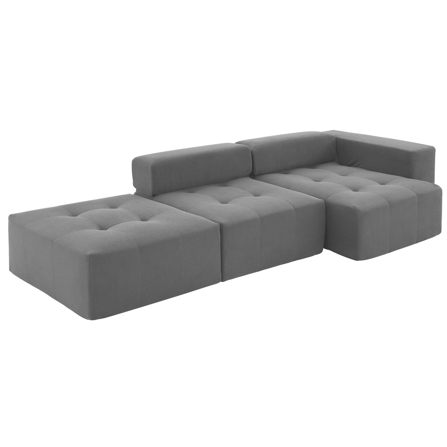 105.5''L Shaped Modular Sectional Sofa,Minimalist Corduroy Floor Couch Set,Convertible Foam-Filled Cloud Compressed Couch