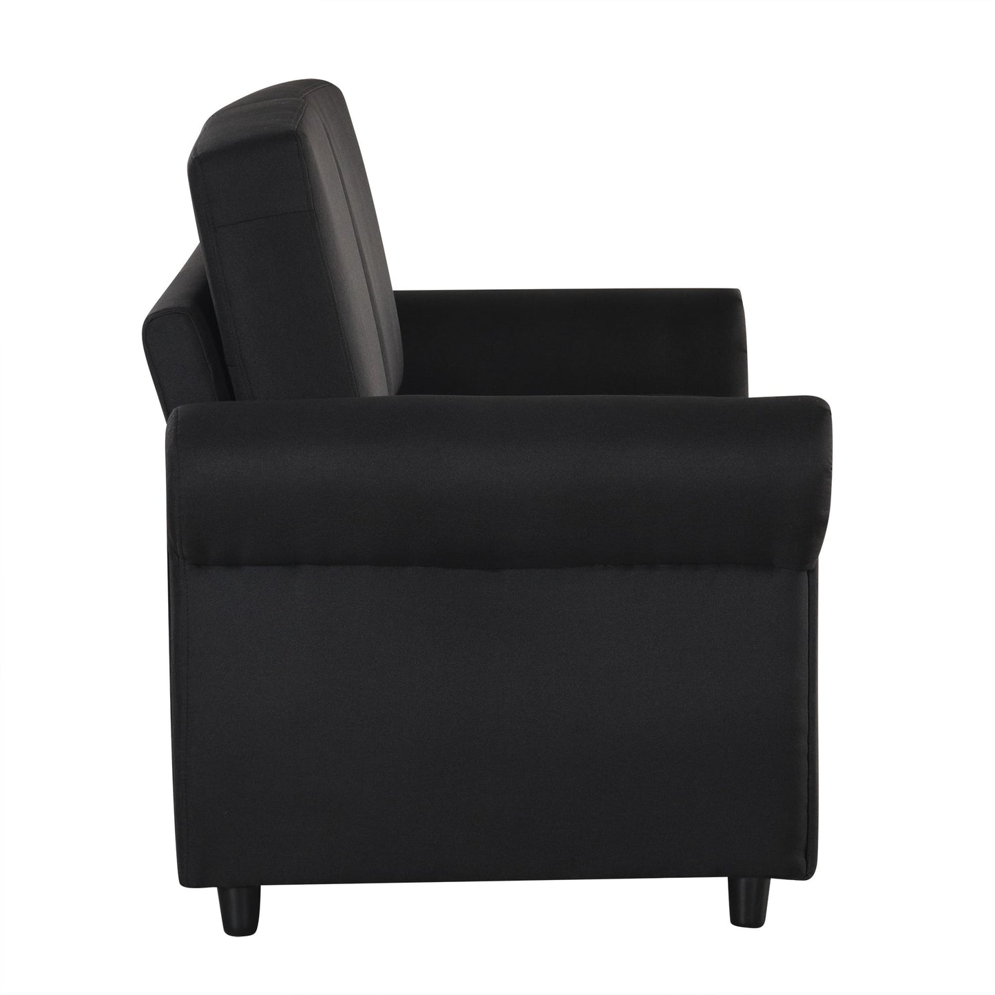 57.9" Pull Out Sofa Bed Loveseat Sleeper With Twin Size Memory Mattress With Two USB Ports for Living Room Spaces, Black