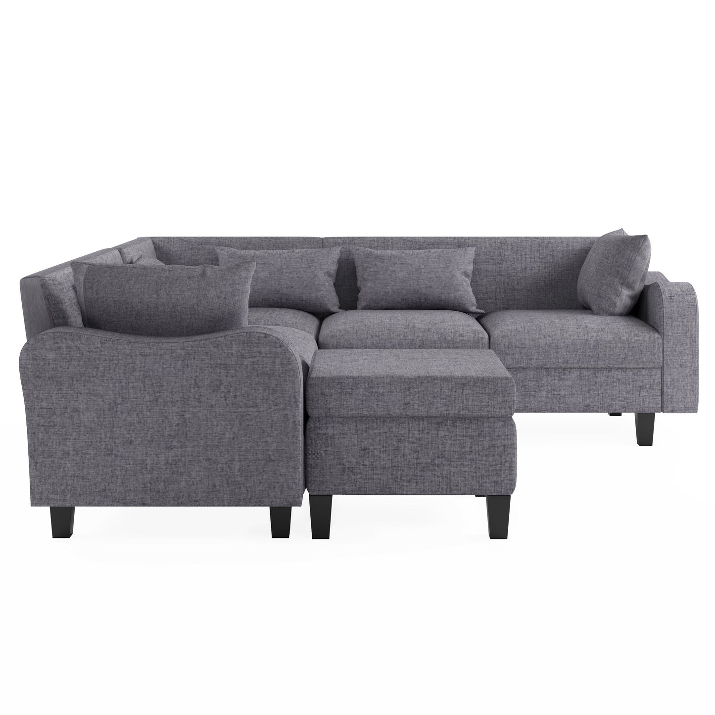 87" Modern Sectional Sofa With Coffee Table,6-Seat Couch Set With Storage Ottoman,Various Combinations,L-Shape Indoor