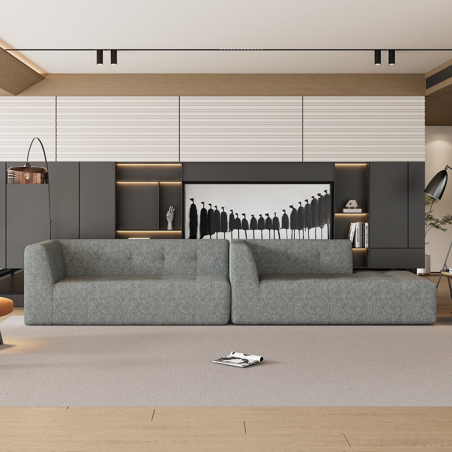 112.2*74" Modular Modular Combination Living Room Sofa Set, Modern Minimalist Sofa, Living Room Upholstered Sofa Bed