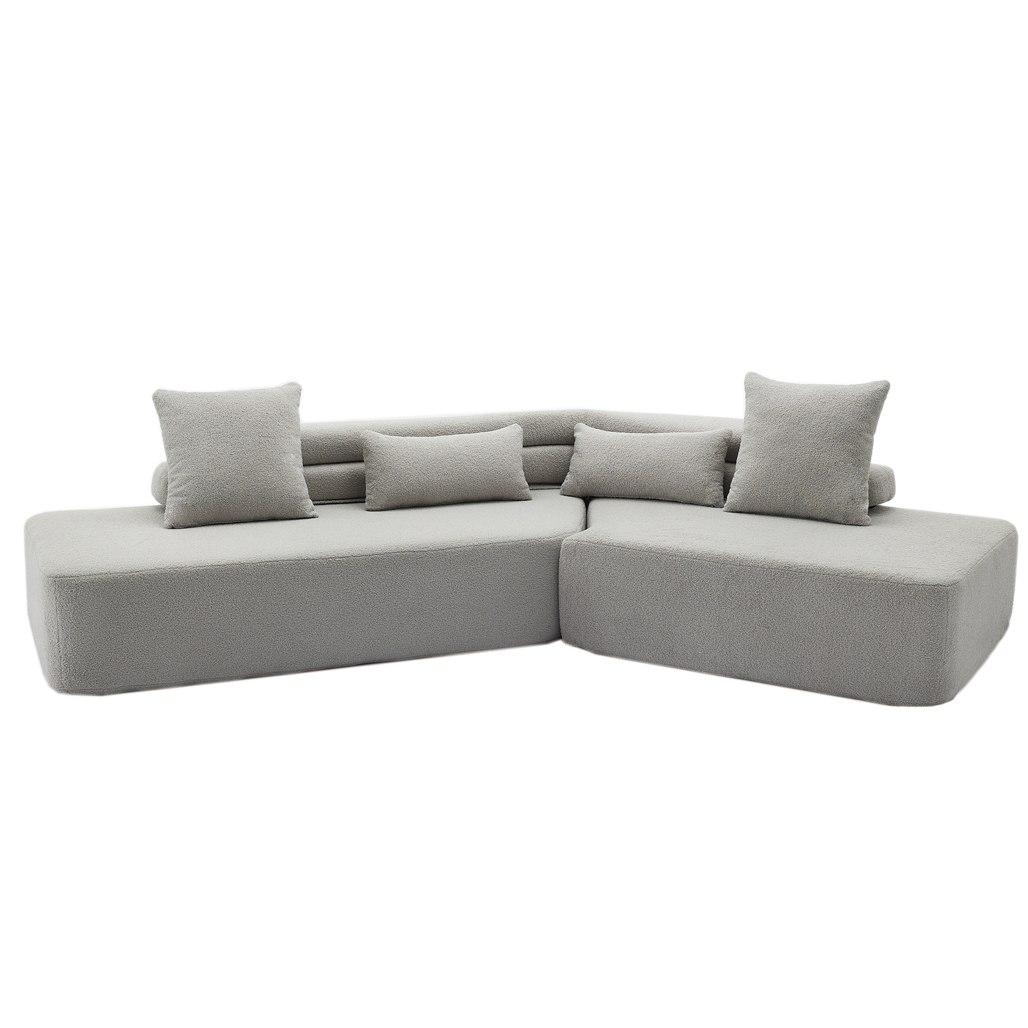 128"Minimalist Cloud Sectional Couch ,Modern Couches ,4-Seater ,No Assembly,Two Modular Sofa,Boucle Teddy Fabric