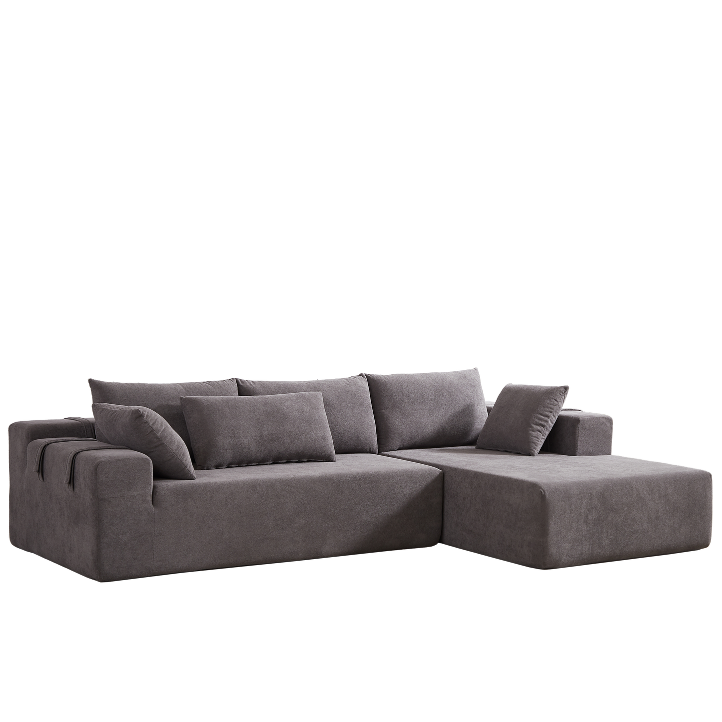 Modern Chenille Upholstered Sectional Sofa Couch Set,Modular 108" L Shaped Sectional Living Room Sofa Set With 6 Pillows