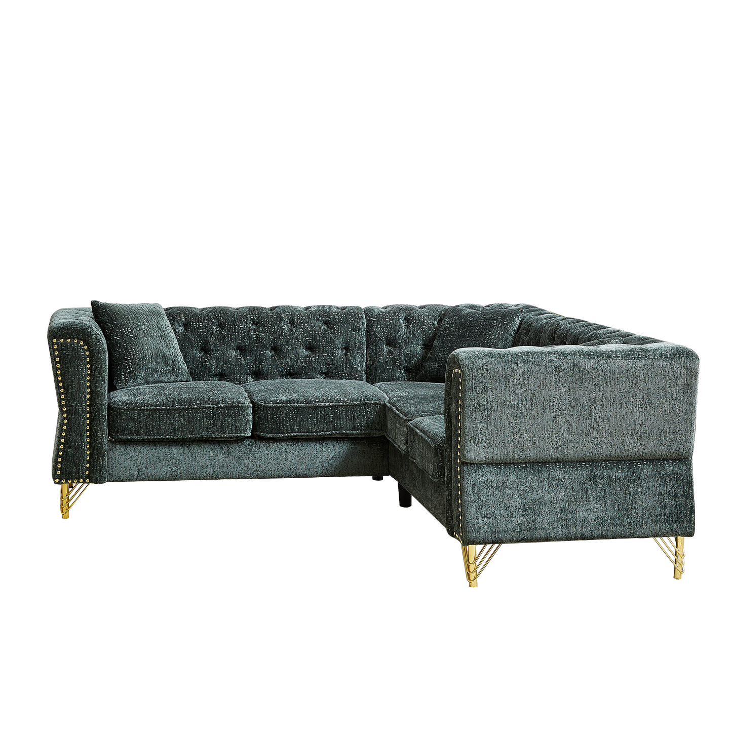 81.5-Inch Chenille Corner Sofa , L-Shaped Sectional Couch, 5-Seater Corner Sofas With 3 Cushions for Living Room, Bedroom