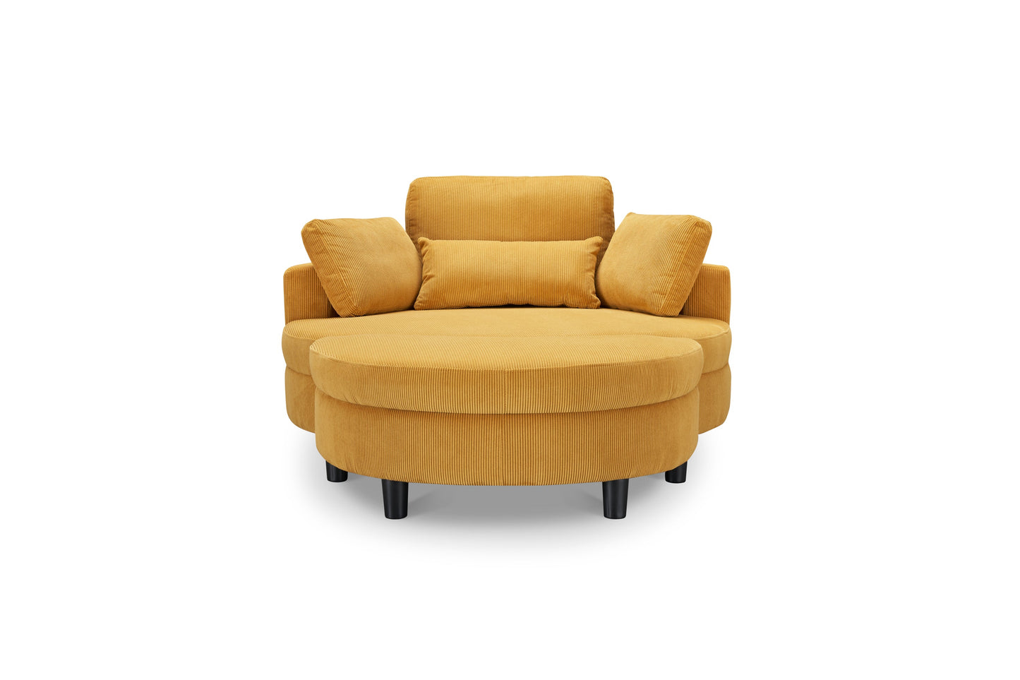 51-Inch Beige Corduroy Sofa With Two Throw Pillows and a Waist Pillow With an Extra Tray for Comfortable Seating