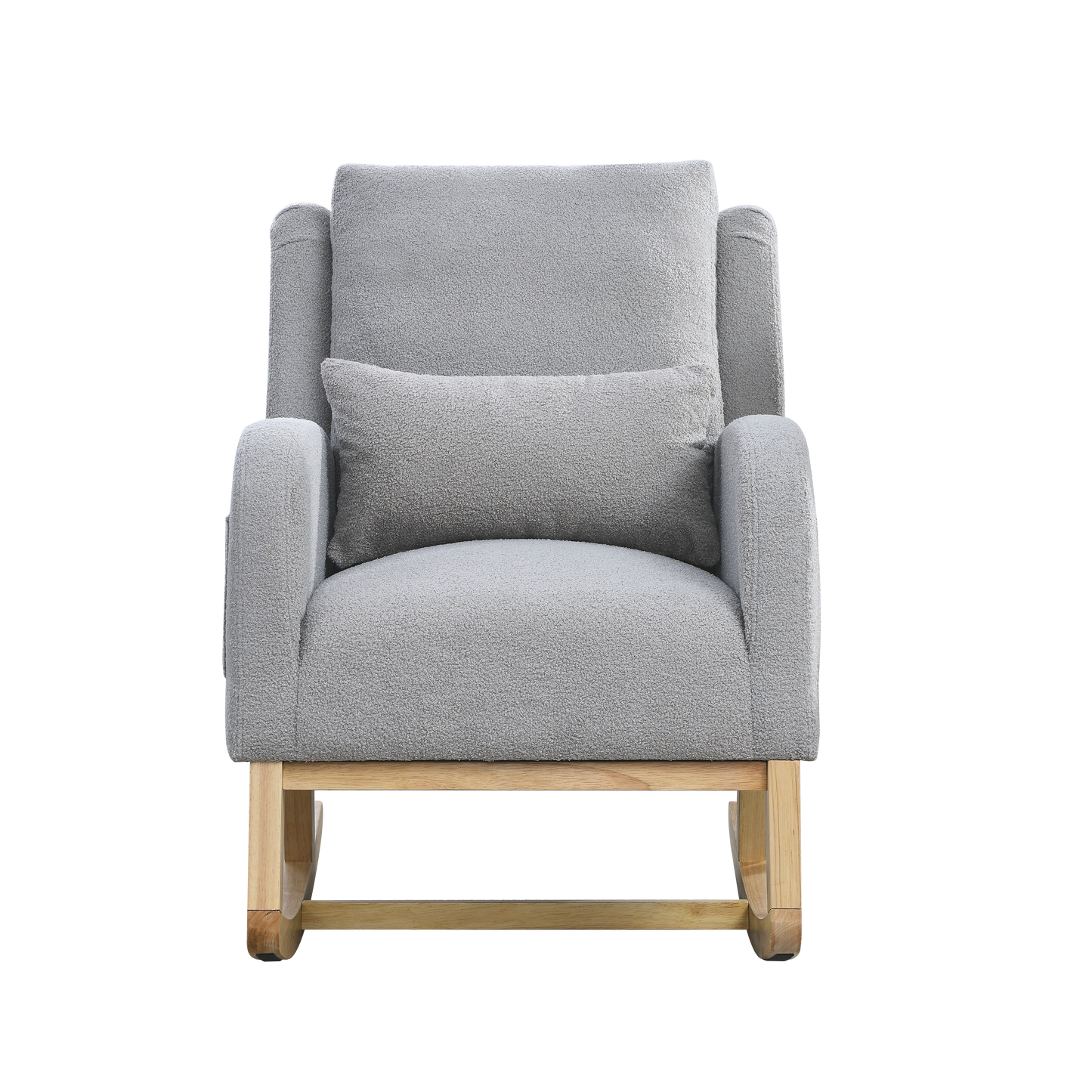 27.5 "W Modern Accent High Back Living Room Casual Armchair Rocker With One Lumbar Pillow, Two Side Pockets