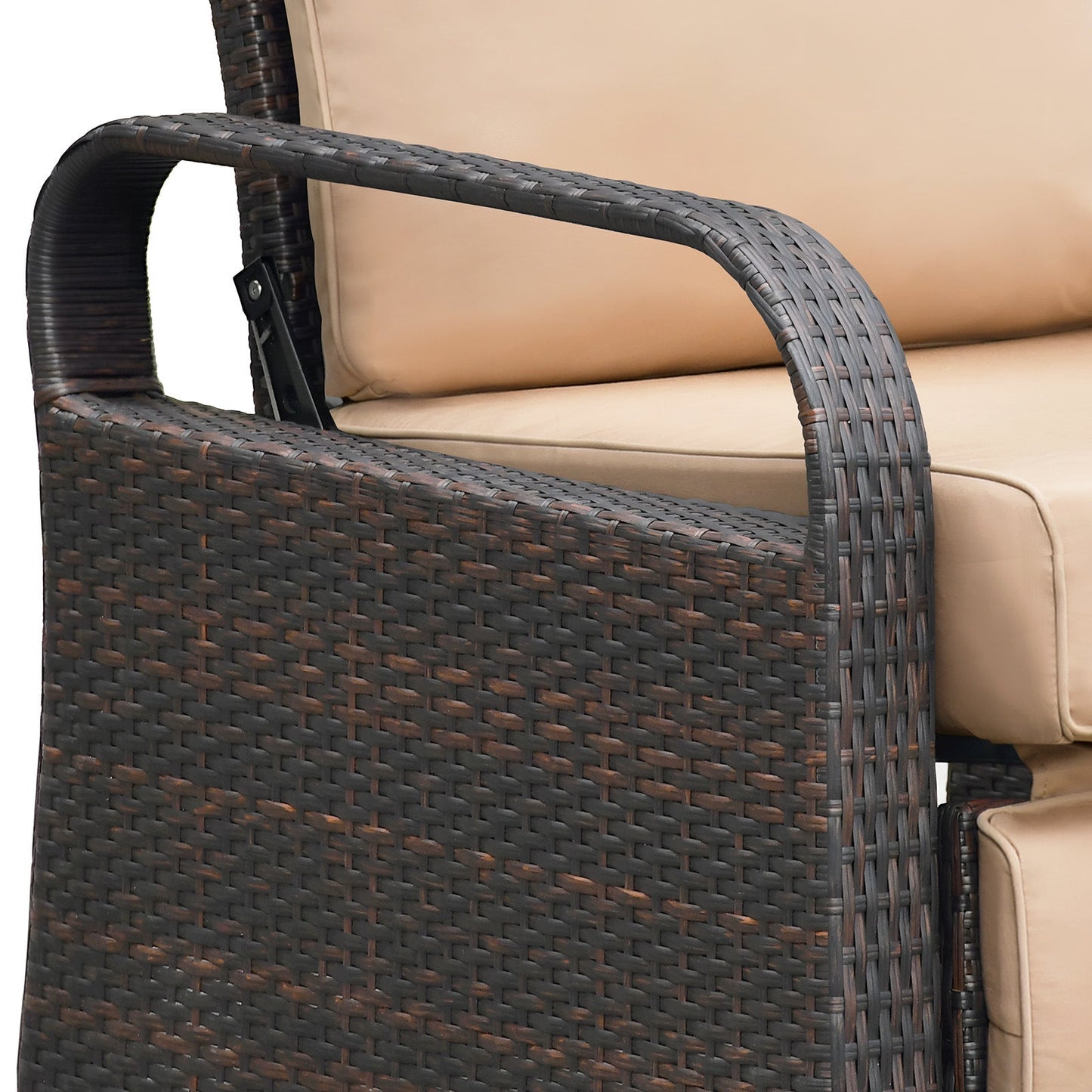 Outdoor Recliner Chair; Automatic Adjustable Wicker Lounge Recliner Chair With 5.12'' Thicken Cushion