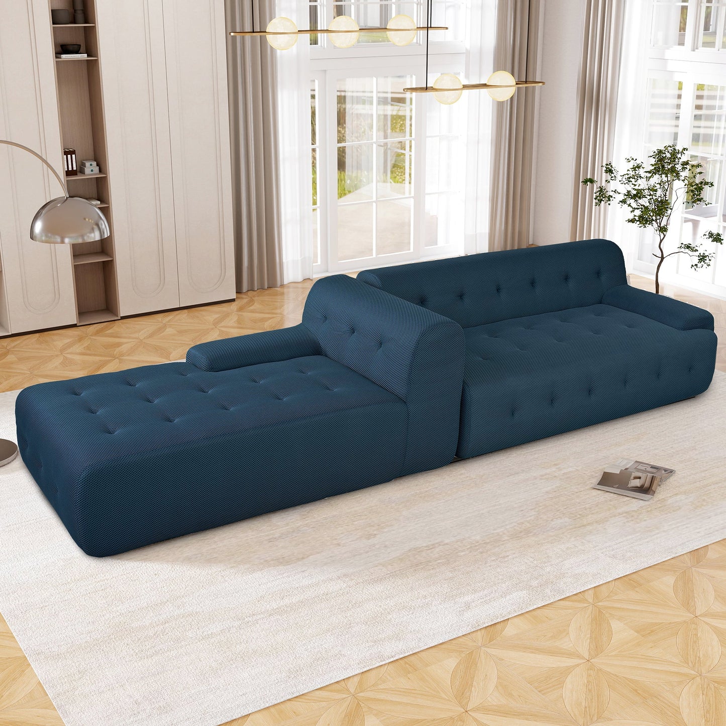 Modern Large L-Shaped Modular Sofa, Minimalist Style, 2-Piece Set With Free Combinations, Suitable for Living Rooms