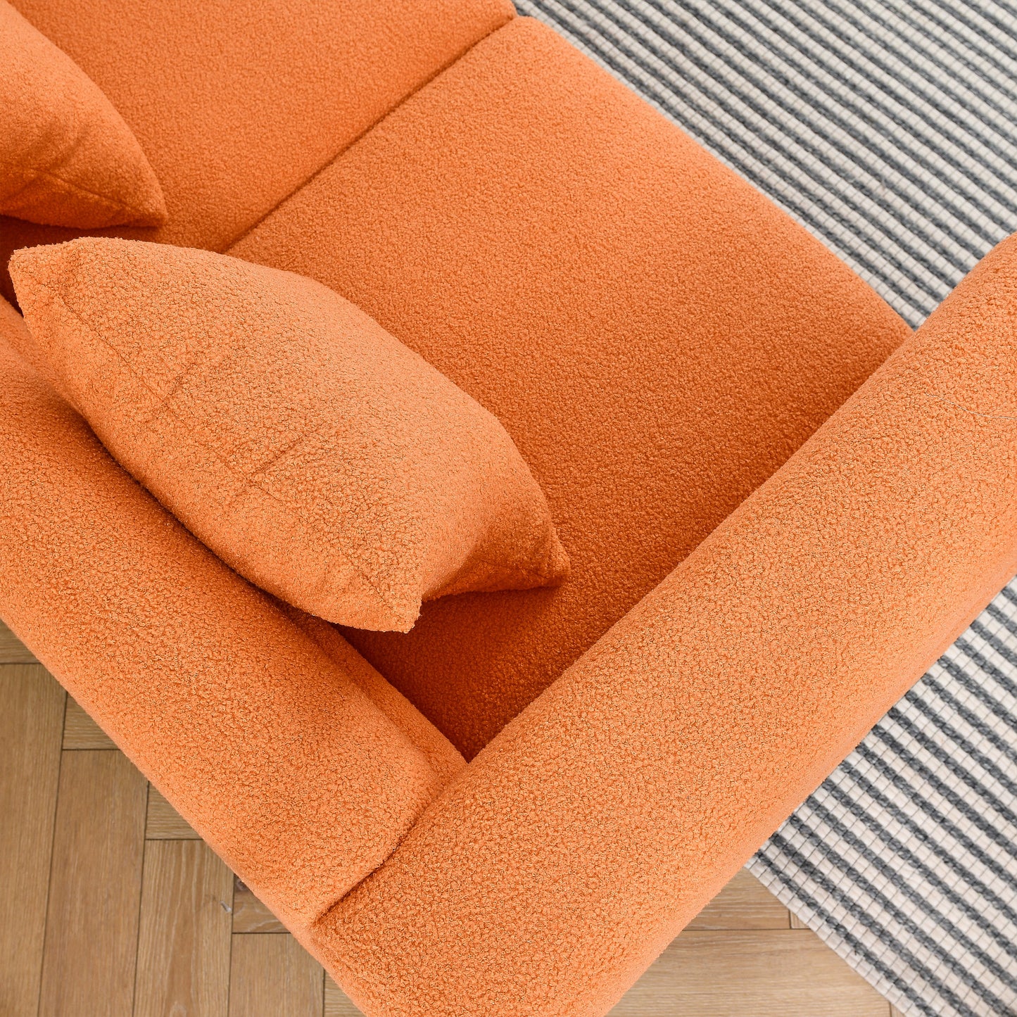 60Inch Oversized 2 Seater Sectional Sofa, Living Room Comfort Fabric Sectional Sofa-Deep Seating Sectional Sofa