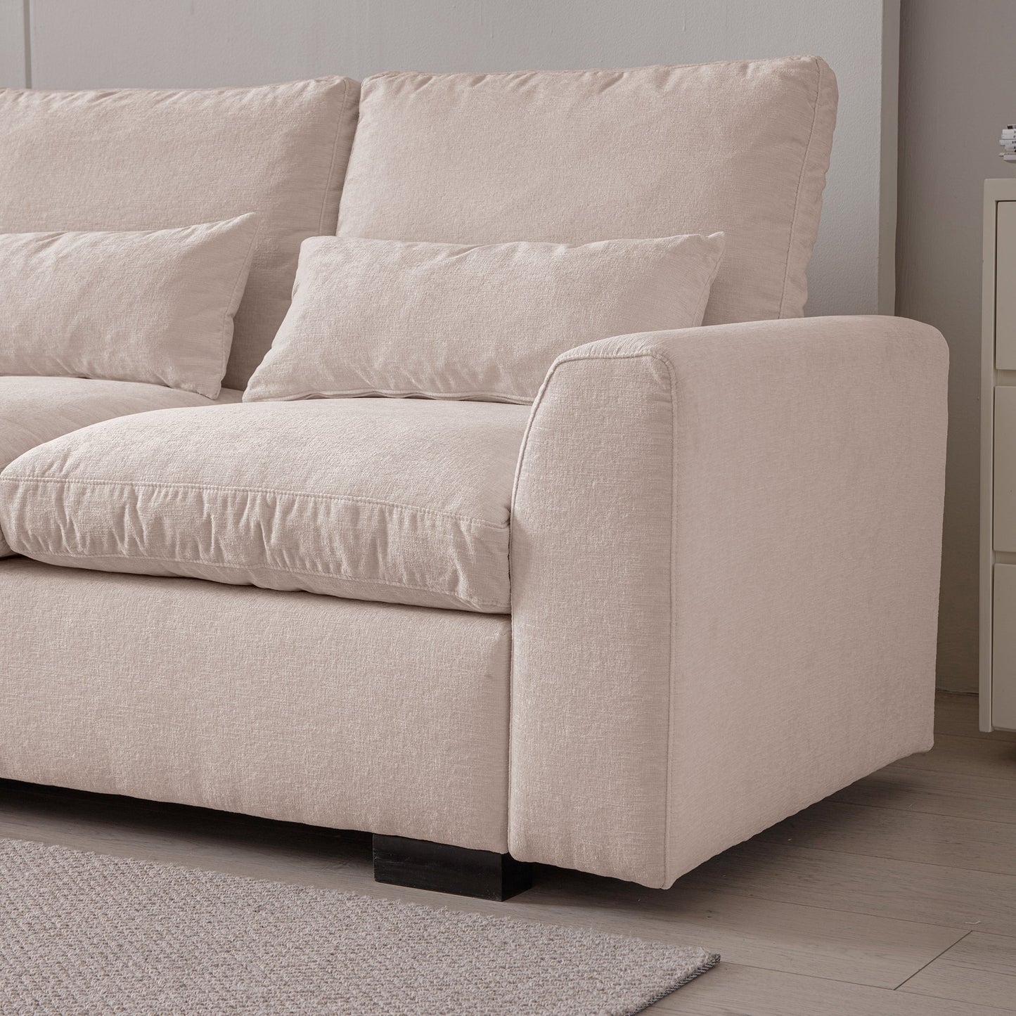 114.5"Modern Modular L Shaped Chenille Sofa Couch Reversible Ottoman With Storage Removable and Washable Cushions Sofa